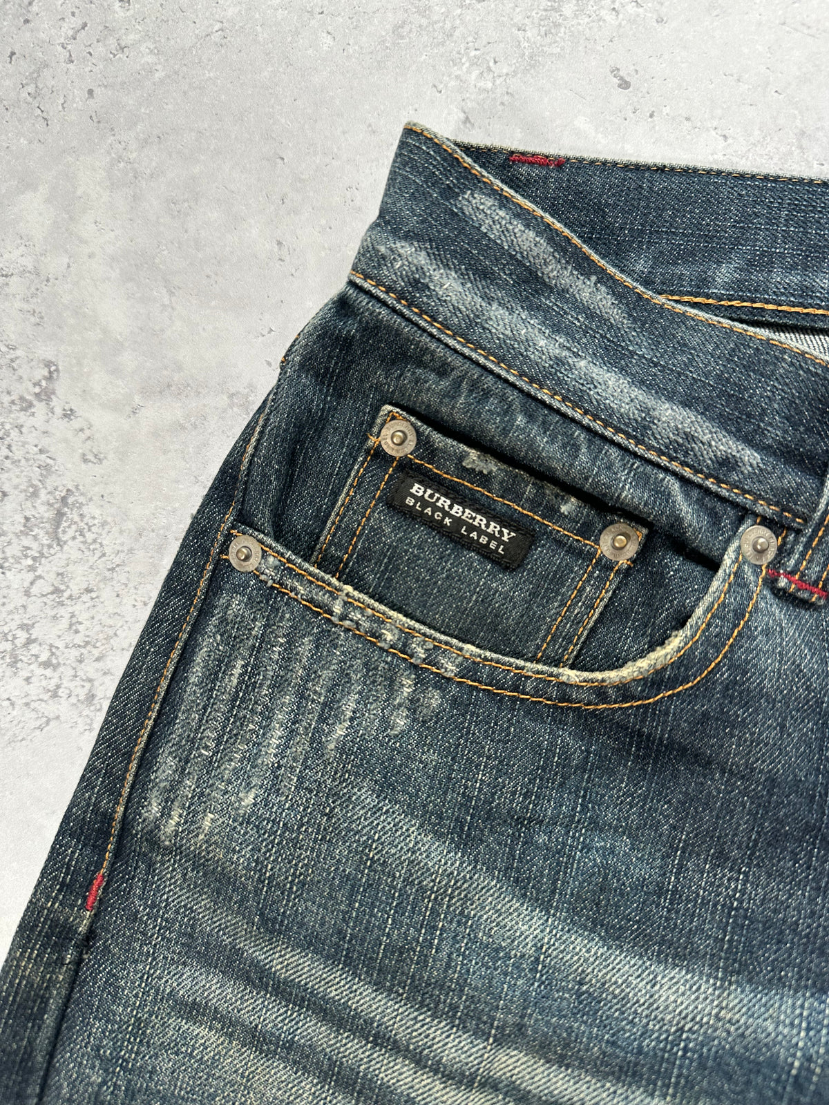 Burberry Black Label 2007 Pocket Check Clawmark Denim Jeans (Waist 33-34” / 85cm)
