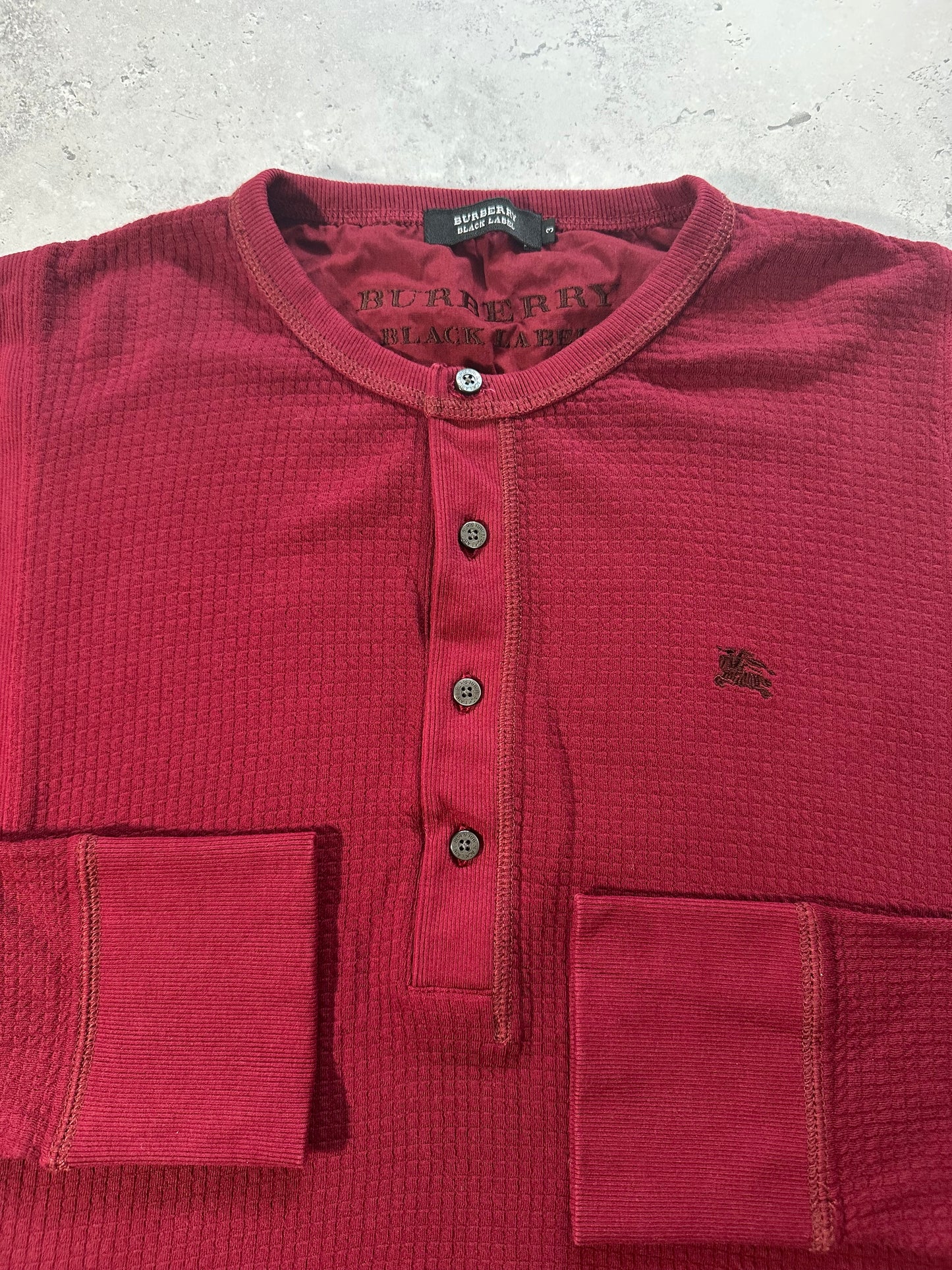 Burberry Black Label Waffle Knit Longsleeve Henley Tshirt