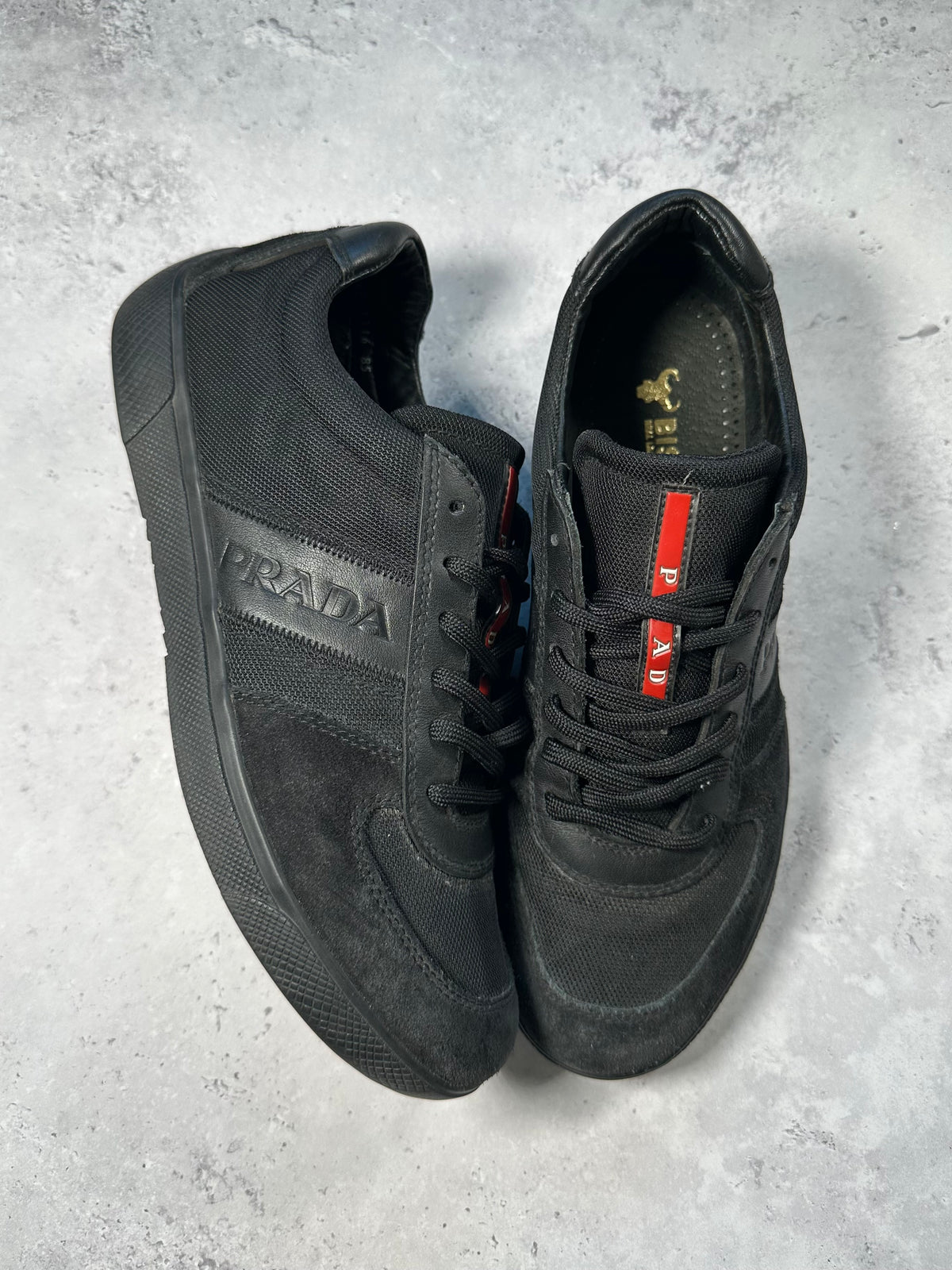 Prada Linea Rossa 2000s Leather & Nylon Sneakers in Black (UK9-9.5/EU43/US10-10.5)