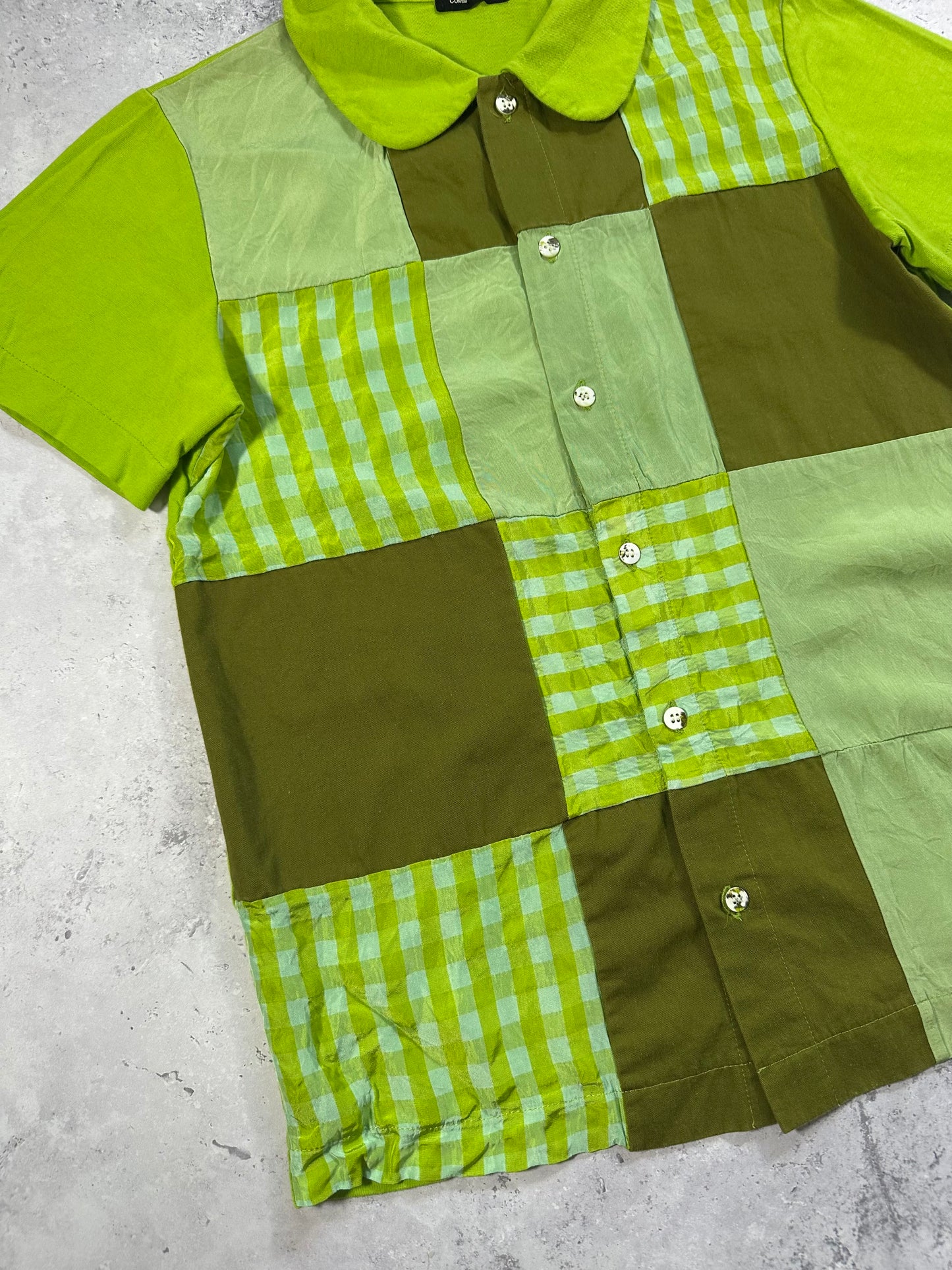 Comme Des Garçons Tricot SS2000 Patchwork Button Up Tshirt (S)