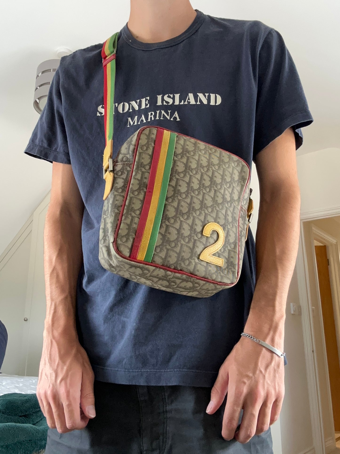 Christian Dior Rasta Trotter Monogram Messenger Bag by John Galliano