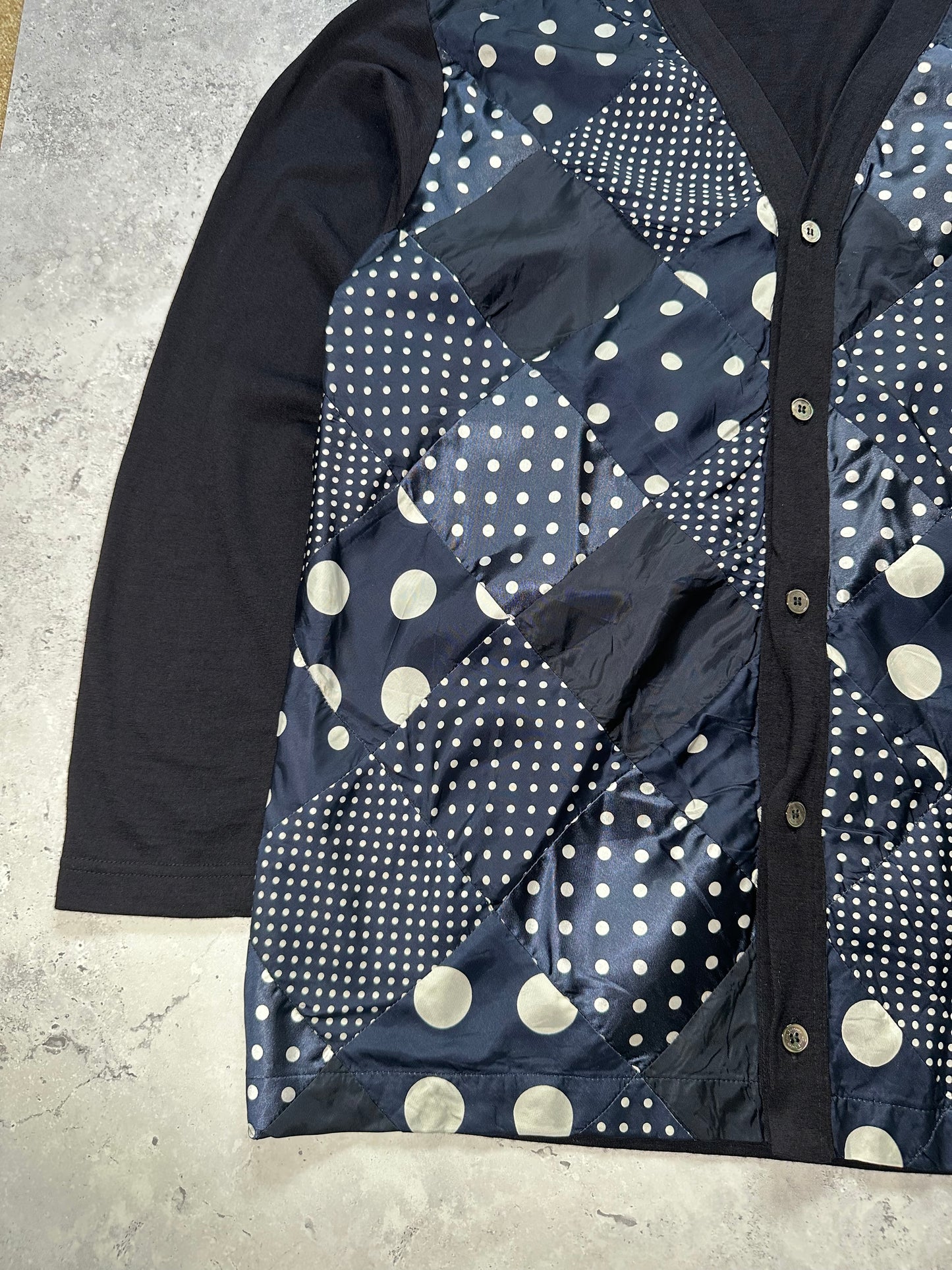 Comme des Garçons Homme AD2015 Polkadot Diamond Patchwork Cardigan