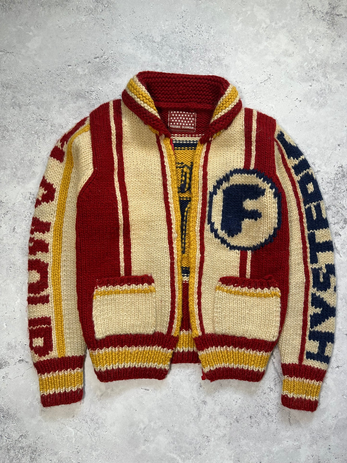 Hysteric Glamour 1990s Heavyweight Varsity Knit Zip Cardigan