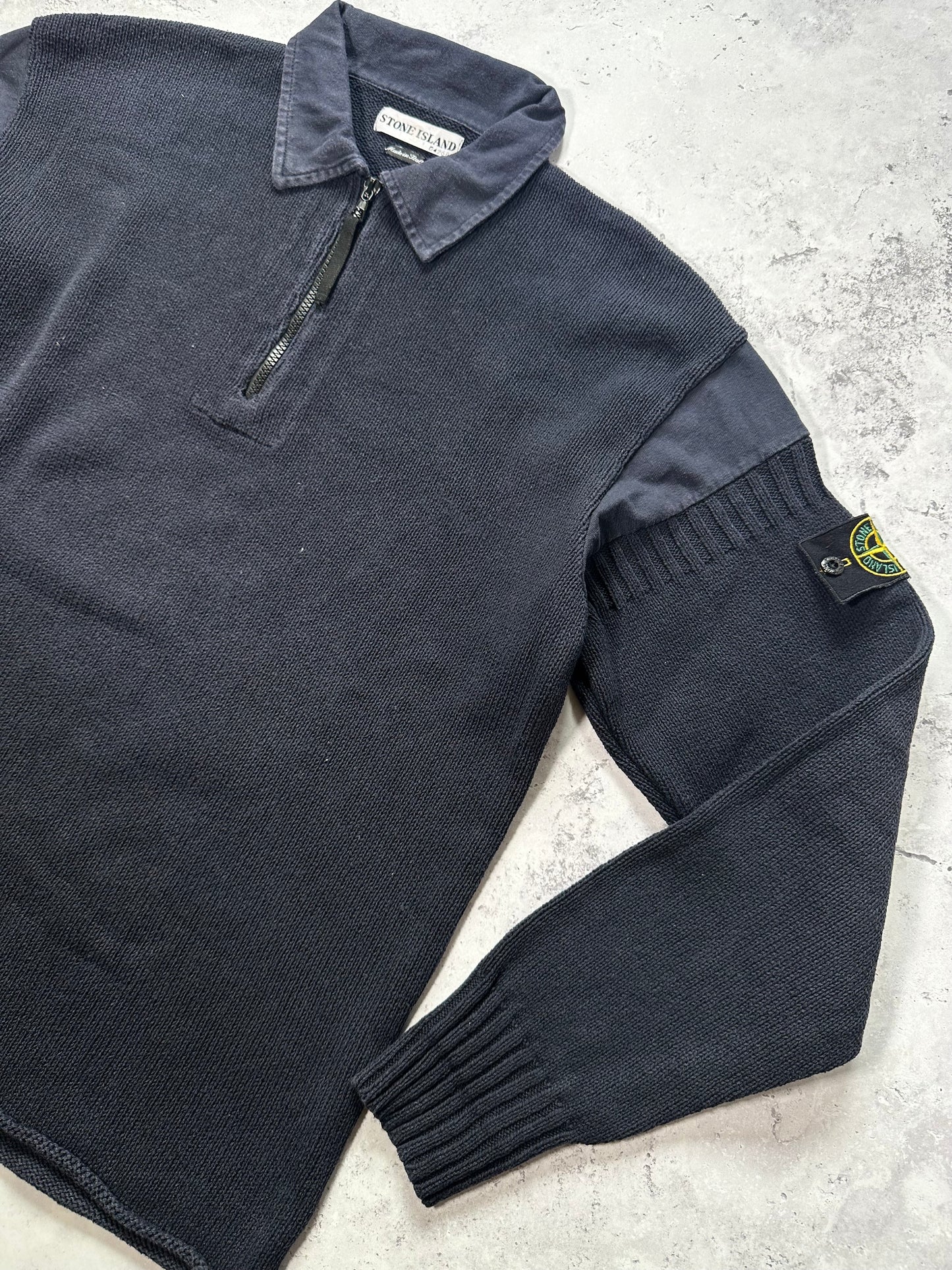 Stone Island SS2001 Quarter Zip Collared Jumper (M)