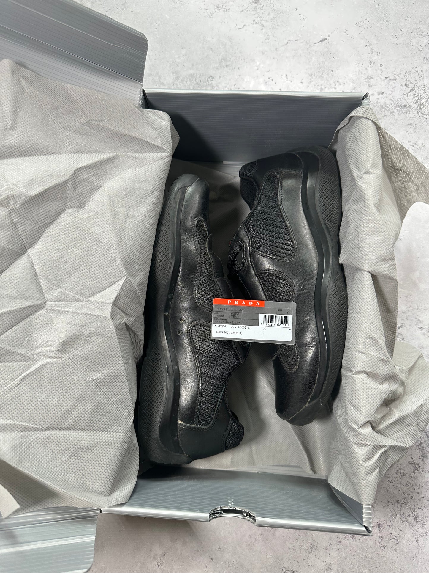 Prada America’s Cup Sneakers in Black (UK8, can fit 9.)