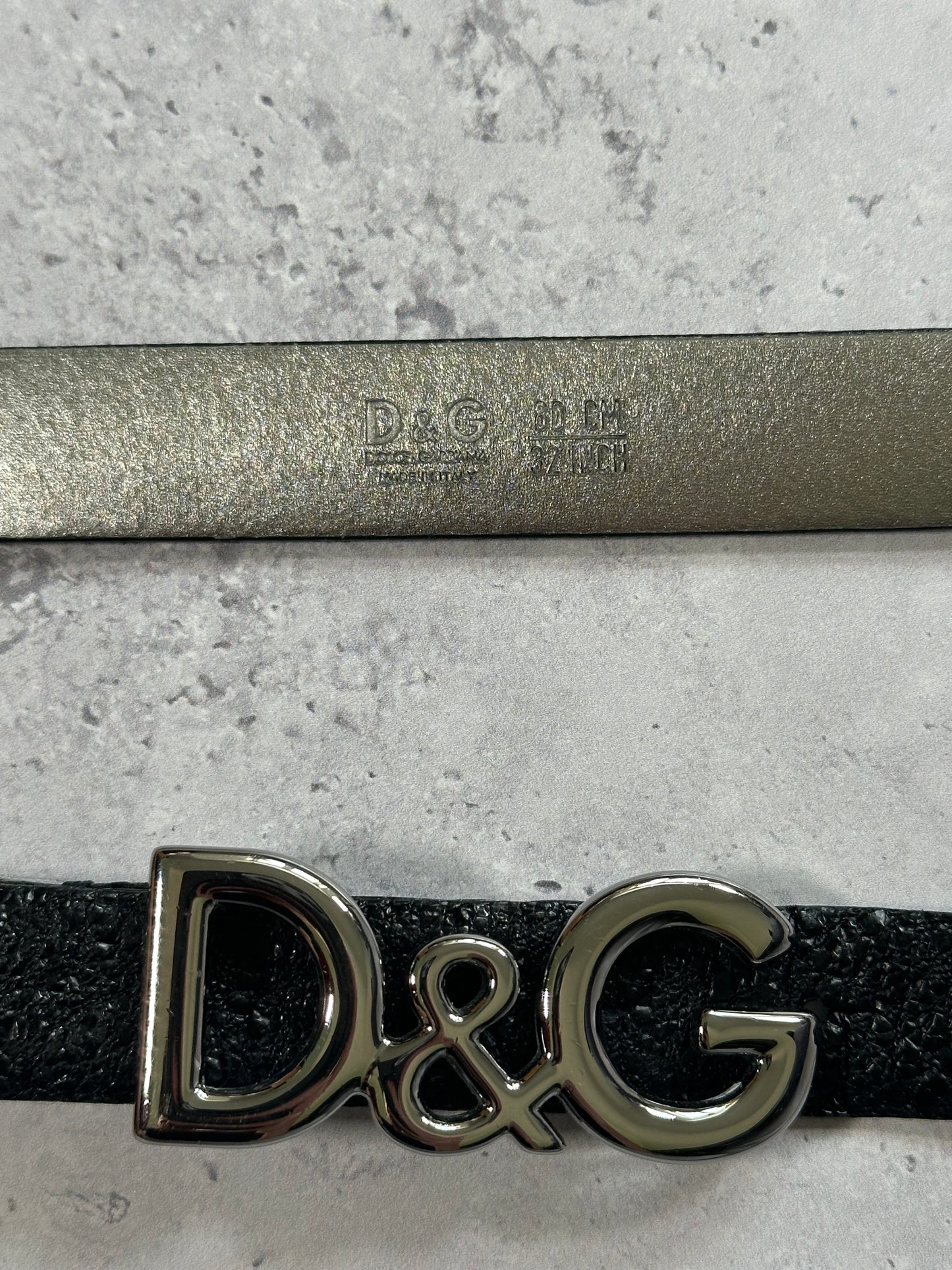 D&G Metal Logo Leather Belt