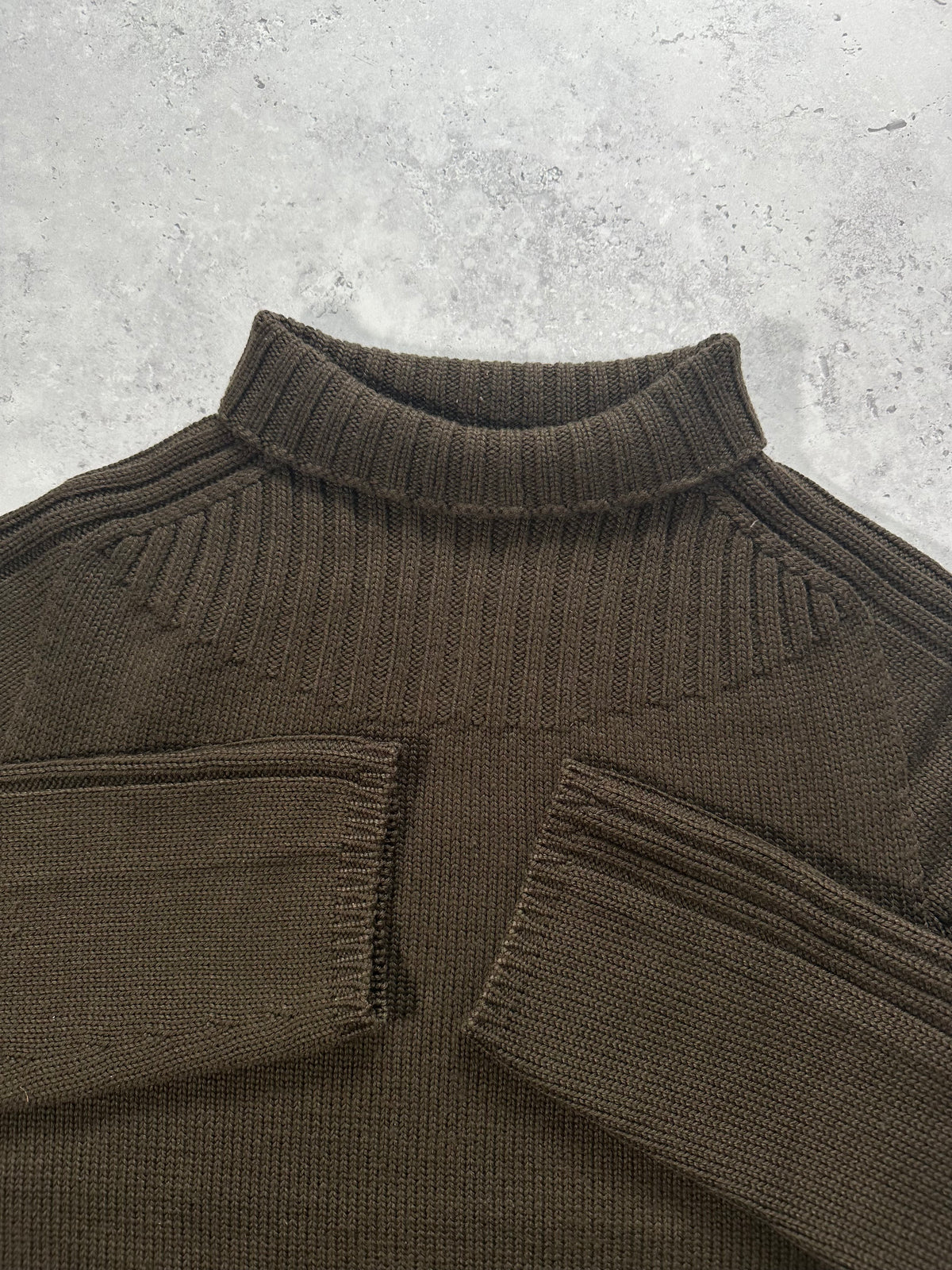 Stone Island AW2001 Ribbed Mockneck Wool Jumper by Paul Harvey (L-M)
