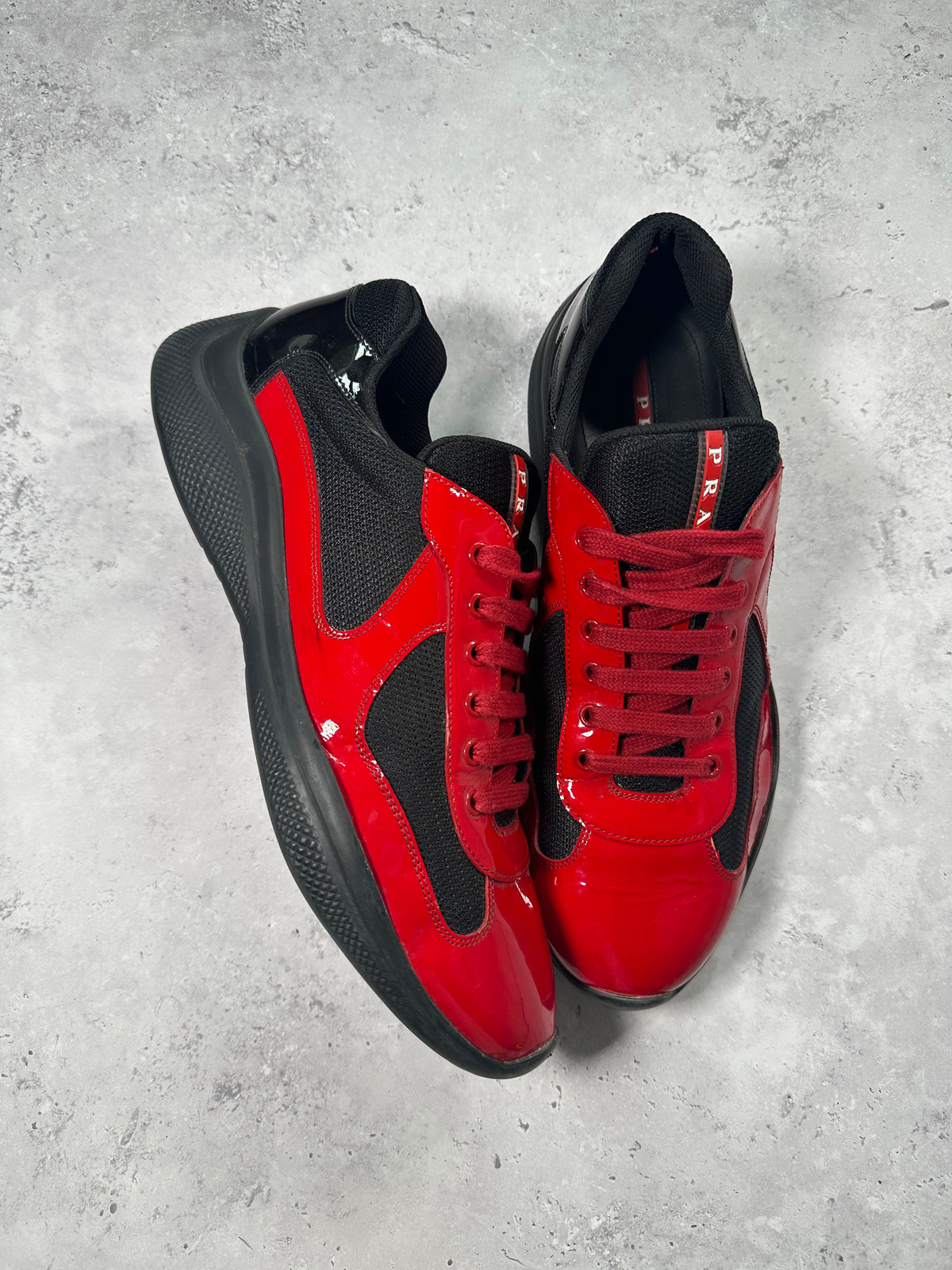 Prada America’s Cup 2022 Patent Leather Sneakers in Red & Black (UK11.5/US12.5/EU46)
