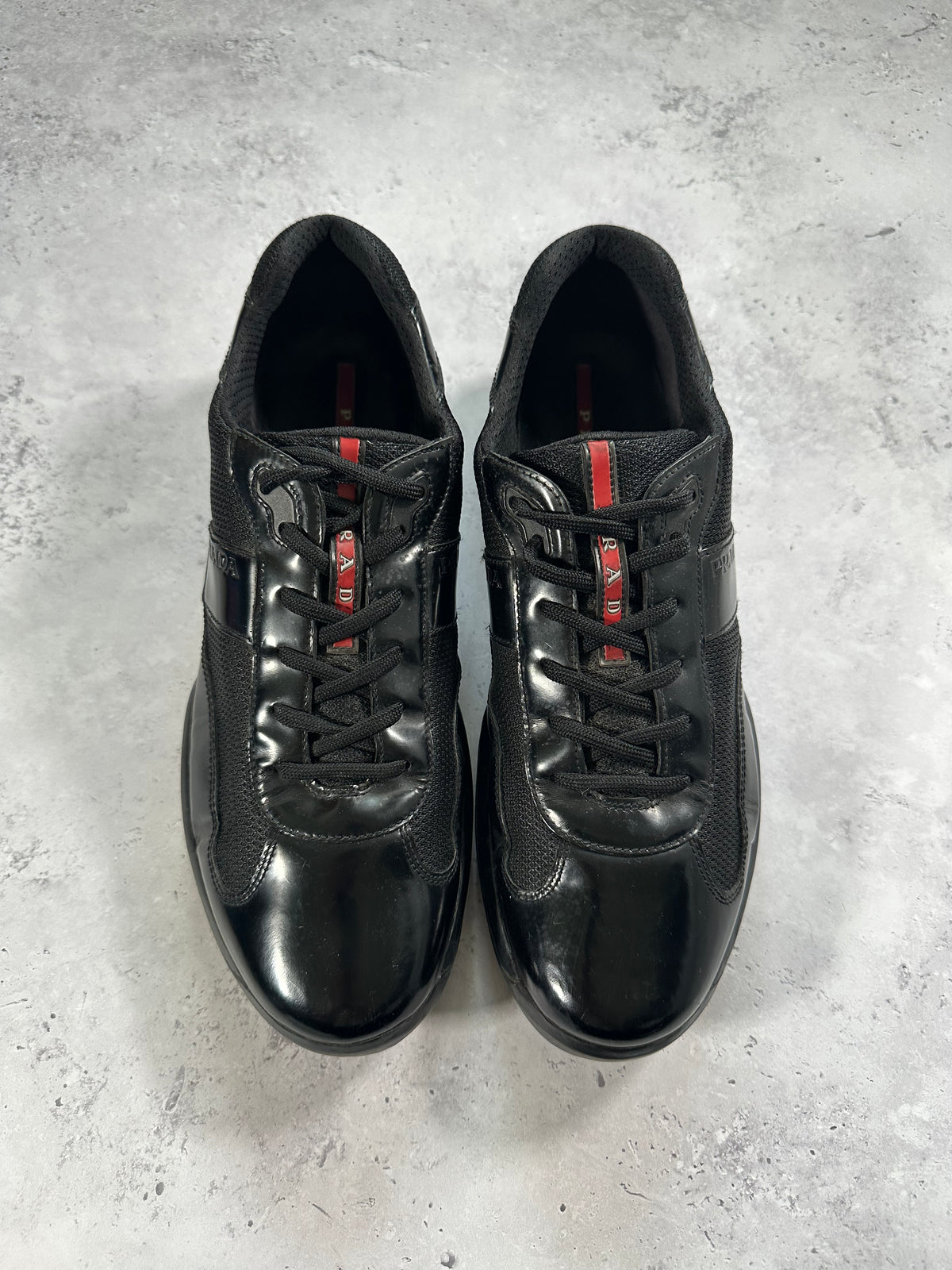 Prada Linea Rossa America’s Cup Sneakers in Patent Black (fits UK11/EU45/ US12)