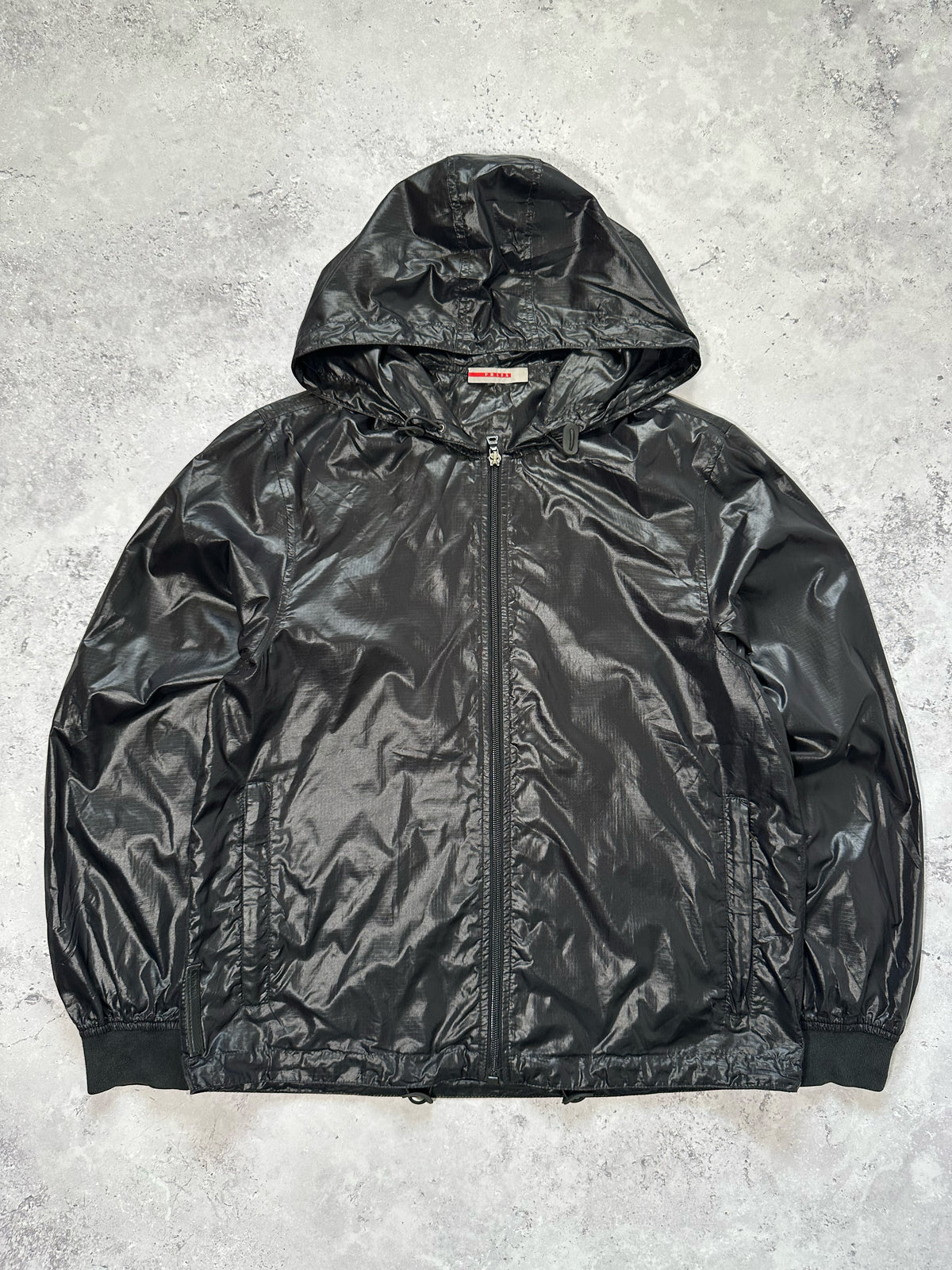 Prada Sport 2006 Black Tab Glossy Shell Zip Jacket (S)