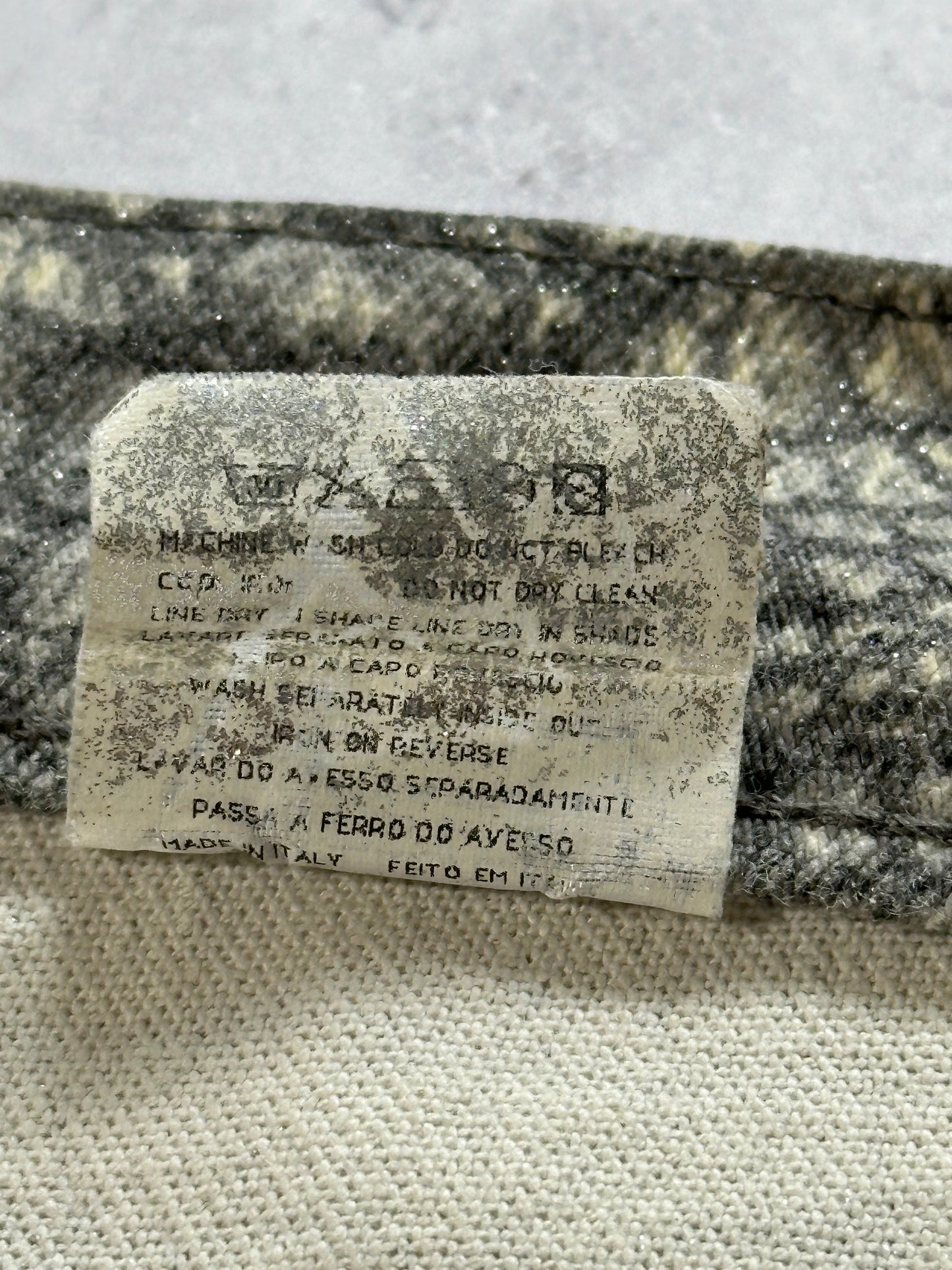 Roberto Cavalli 2003 Crocodile Print Glittered Straight Leg Jeans (W28” L32”)