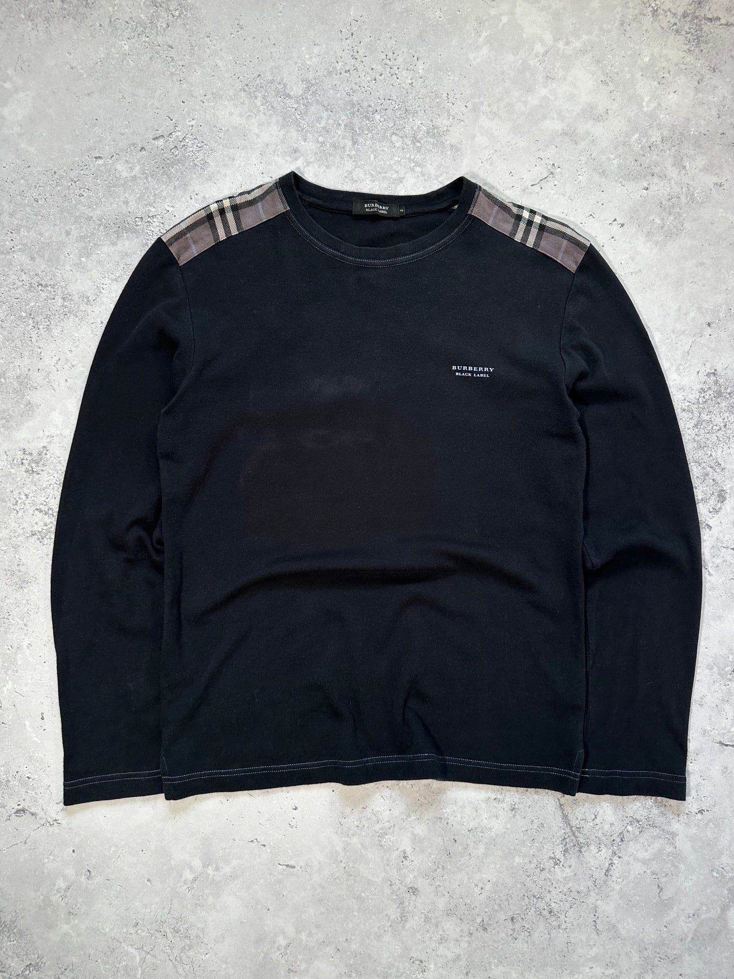 Burberry Black Label 2009 Shoulder Check Spellout Longsleeve T-shirt (S)
