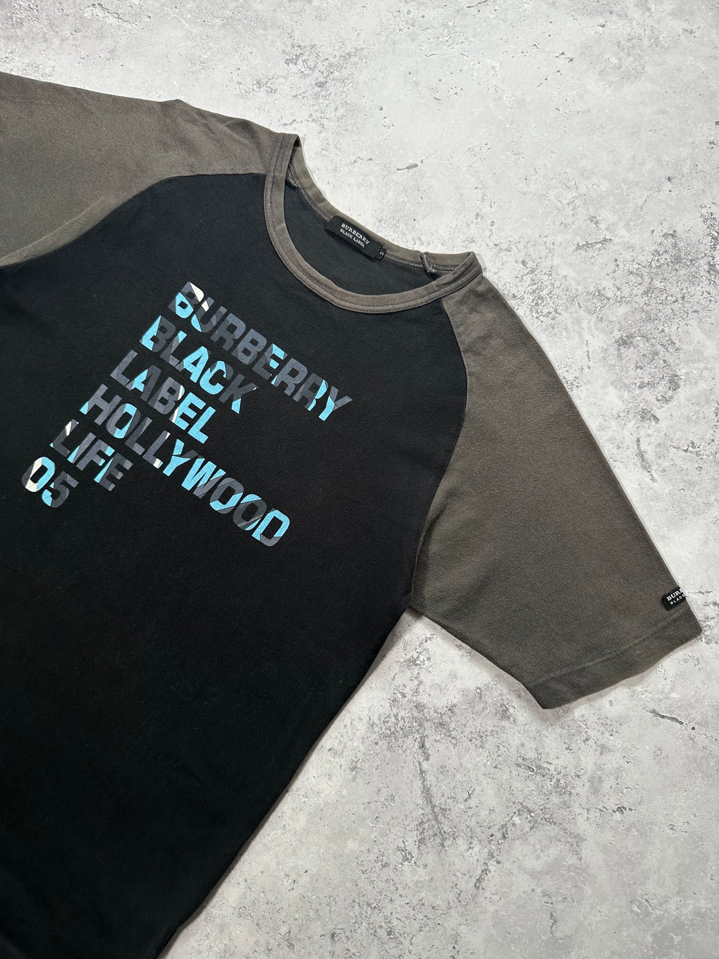Burberry Black Label 2005 Hollywood Life Spellout Raglan Tshirt (S)