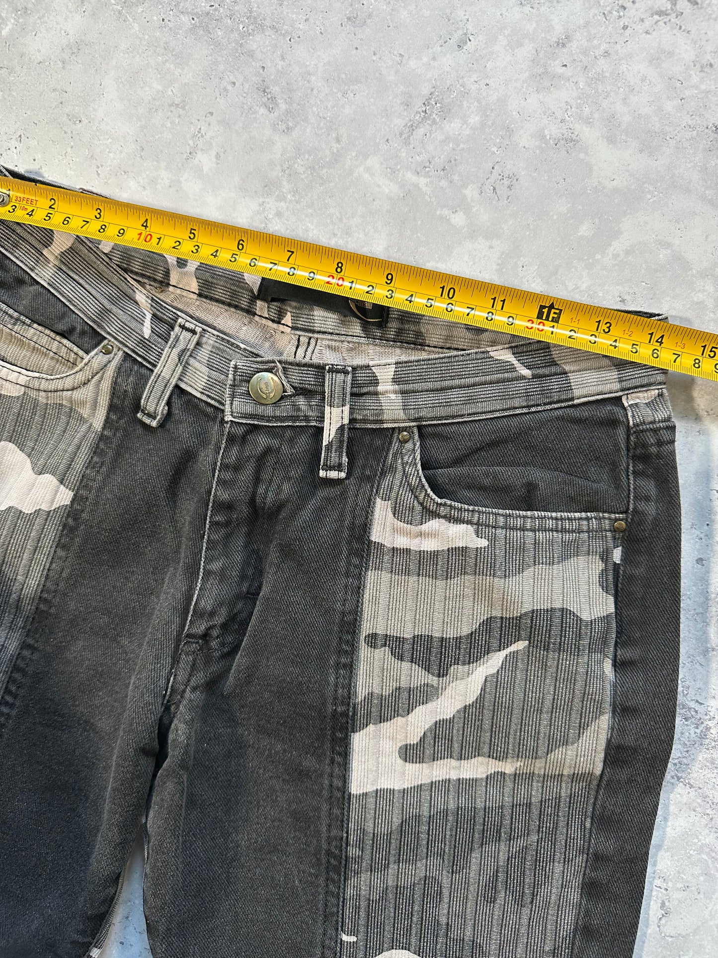 Roberto Cavalli 2005 Split Camo Flared Bootcut Jeans (W28 L30)