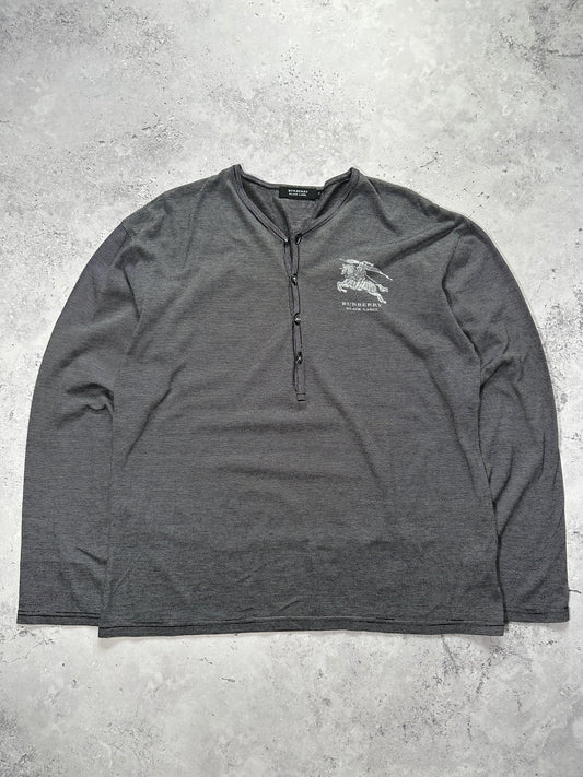 Burberry Black Label 2008 Striped Longsleeve Henley Tshirt (M)