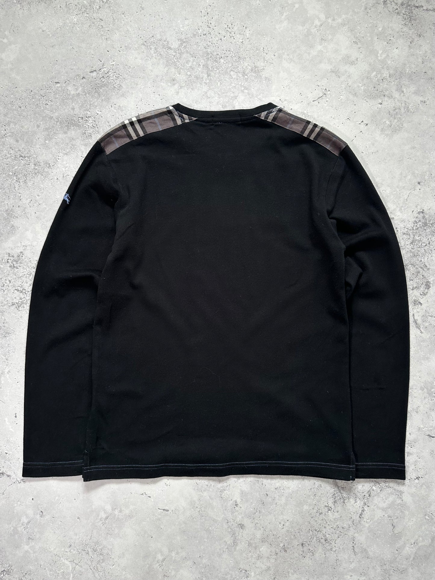 Burberry Black Label 2009 Shoulder Check Spellout Longsleeve T-shirt (S)