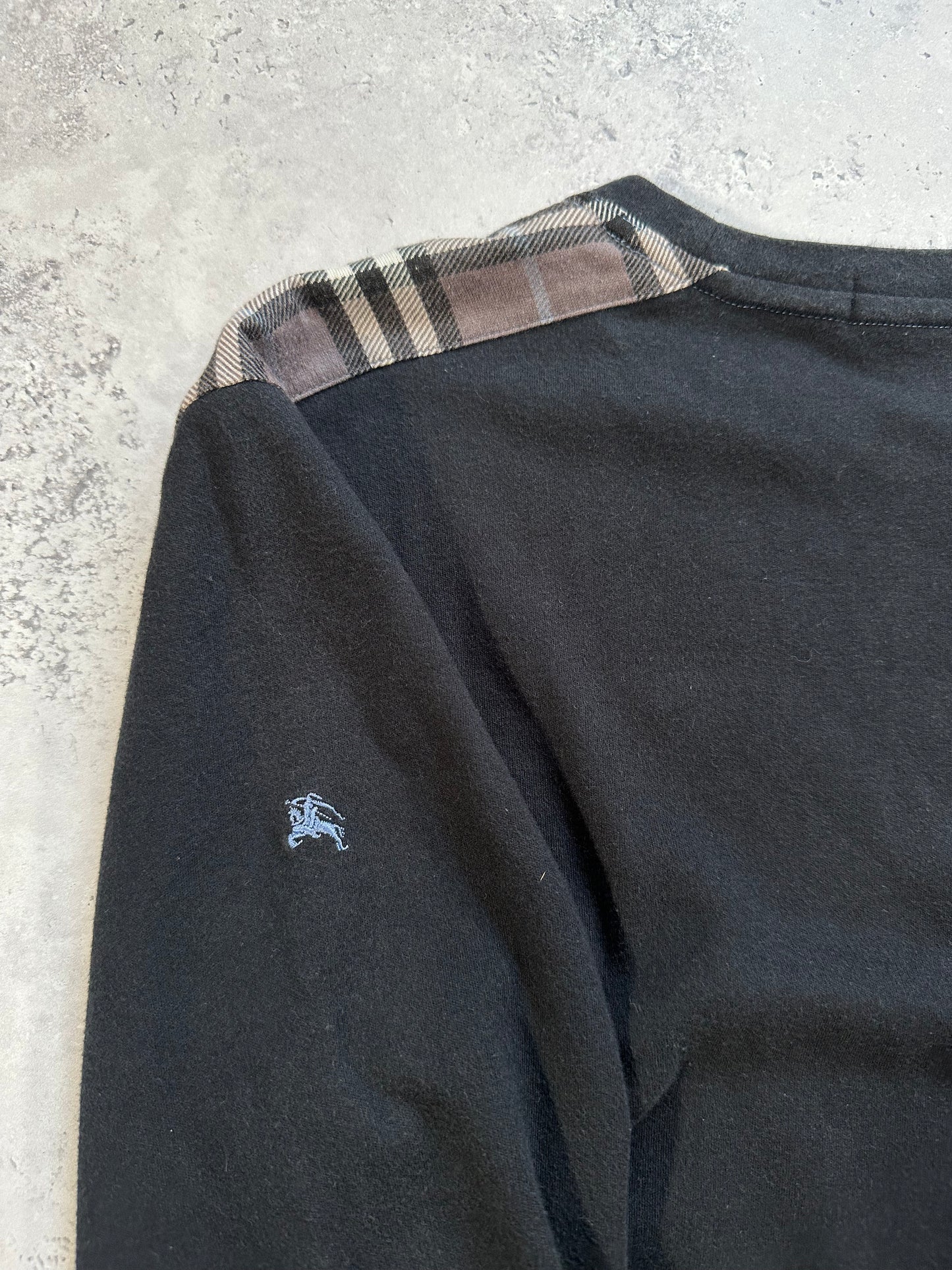 Burberry Black Label 2009 Shoulder Check Spellout Longsleeve T-shirt (S)