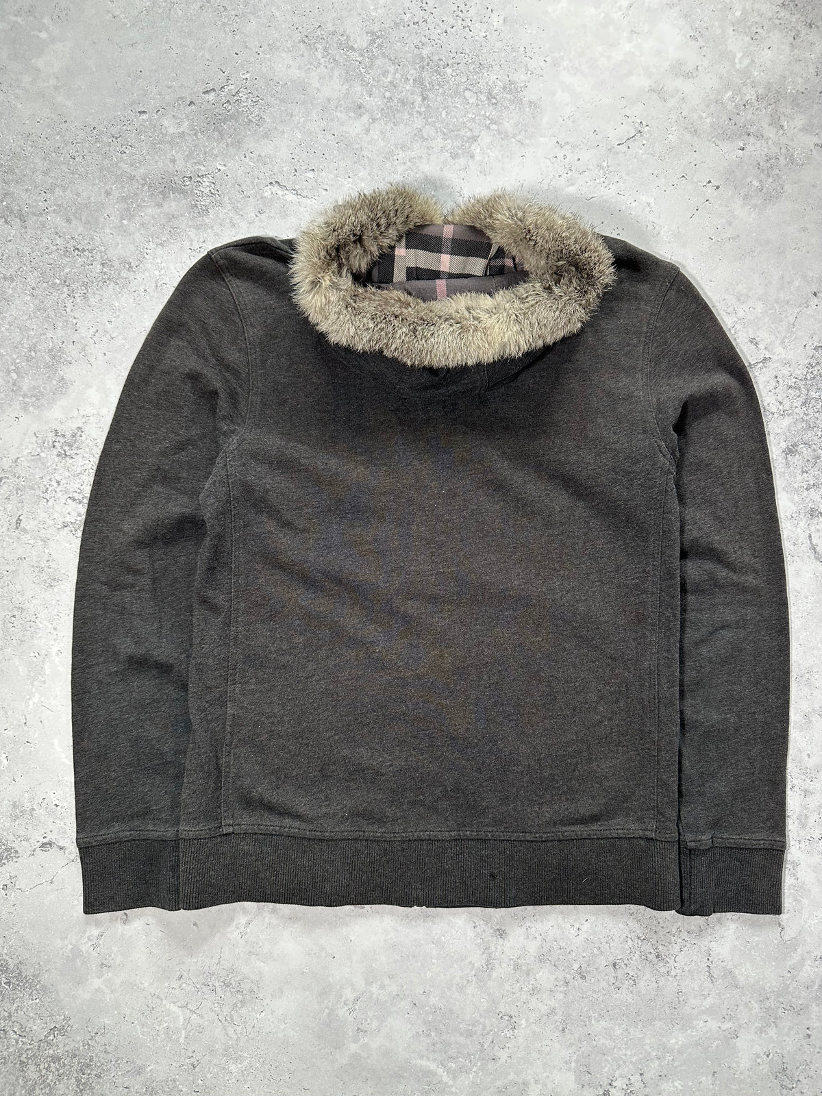 Burberry Black Label 2006 Fur Hood Zip Hoodie (S)