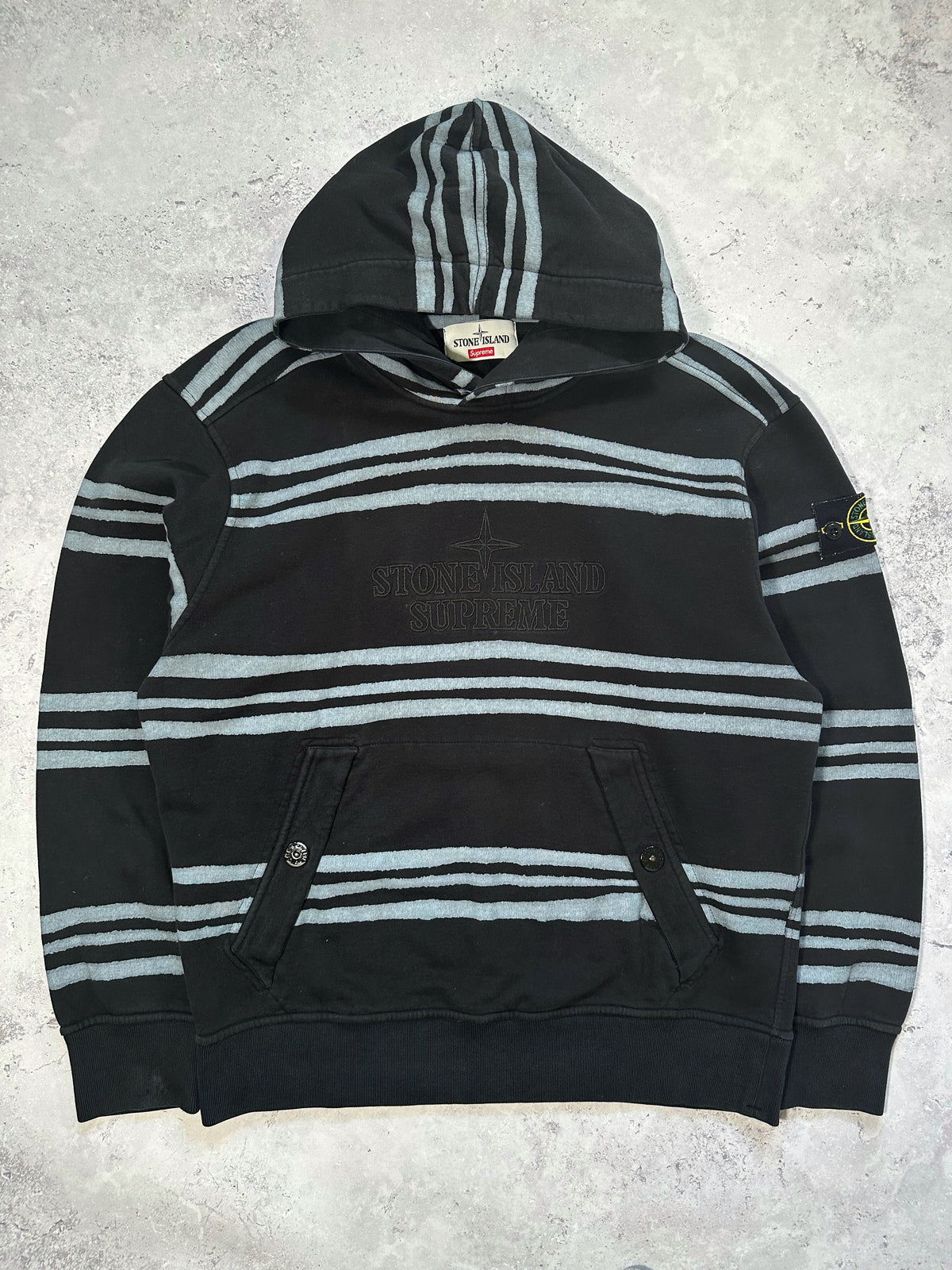 Stone Island x Supreme 2020 Striped Pullover Hoodie (M)