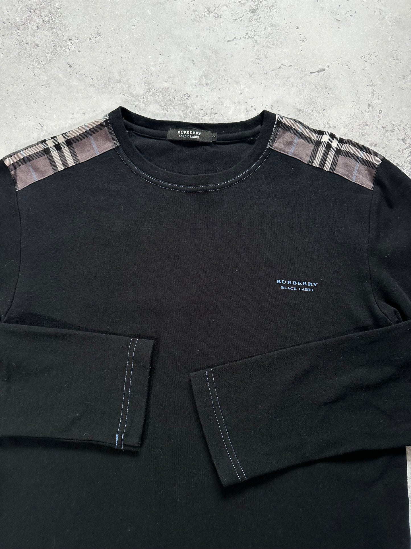 Burberry Black Label 2009 Shoulder Check Spellout Longsleeve T-shirt (S)