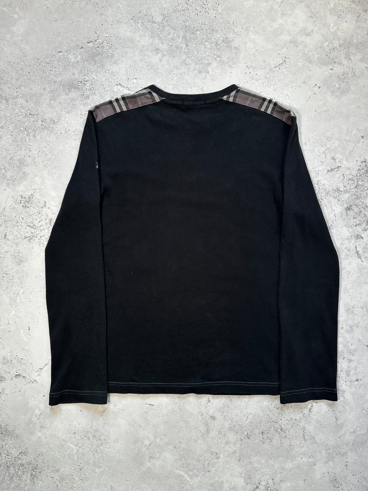 Burberry Black Label 2009 Shoulder Check Spellout Longsleeve T-shirt (S)