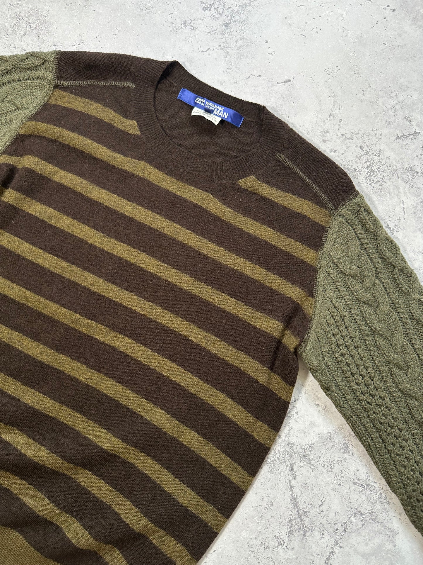 Junya Watanabe MAN Comme Des Garçons AD2010 Striped Cable Knit Sweatshirt (S)