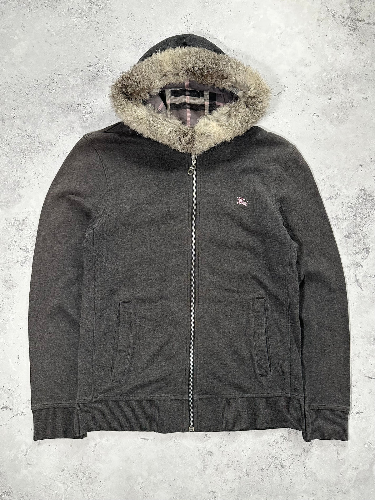 Burberry Black Label 2006 Fur Hood Zip Hoodie (S)