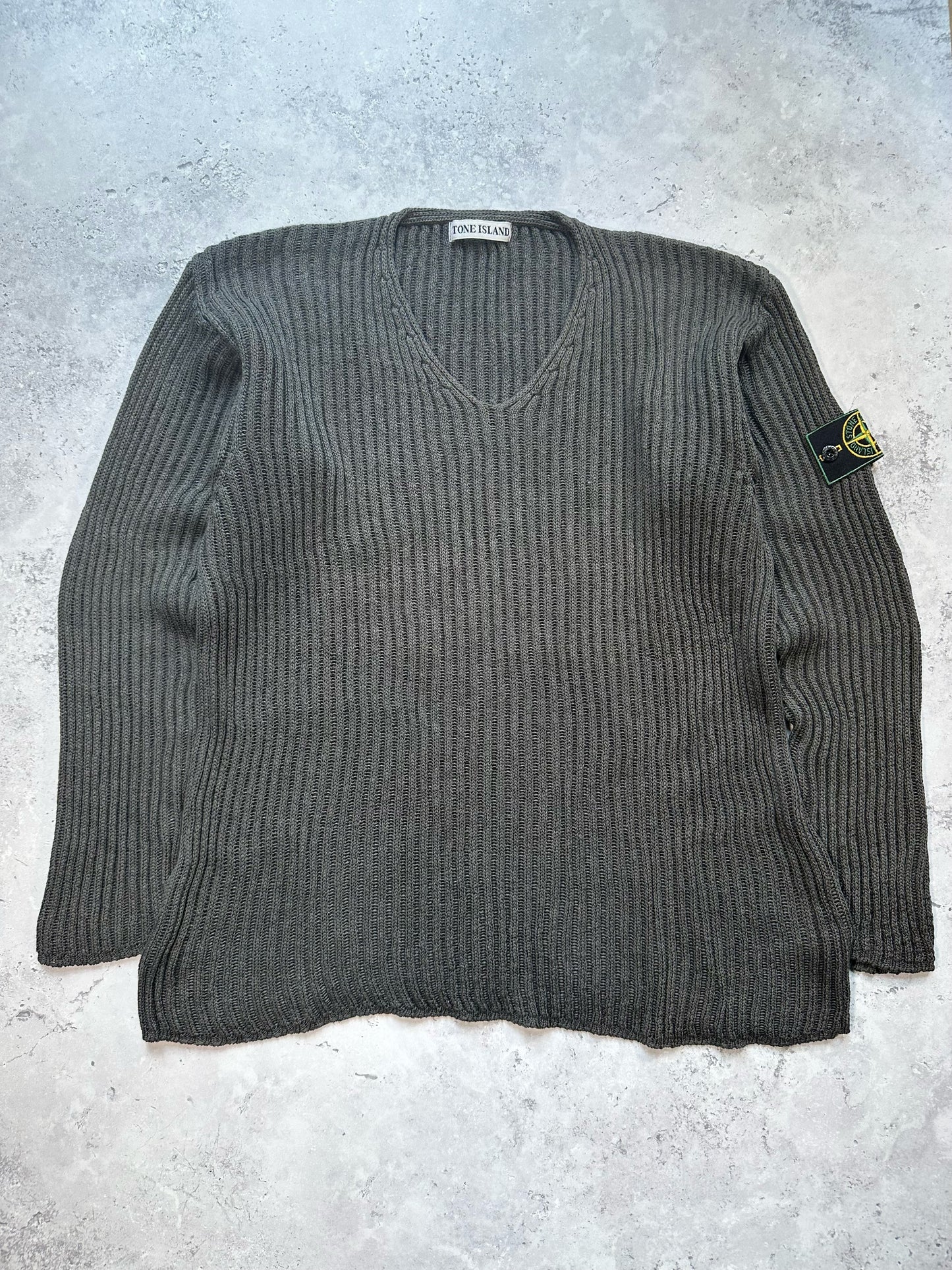 Stone Island SS1999 Ribbed Cotton Jumper / Sweatshirt (L)