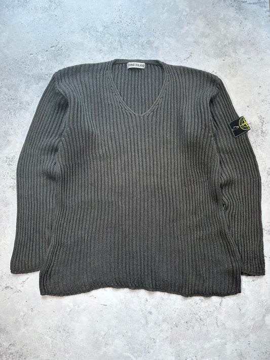 Stone Island SS1999 Ribbed Cotton Jumper / Sweatshirt (L)