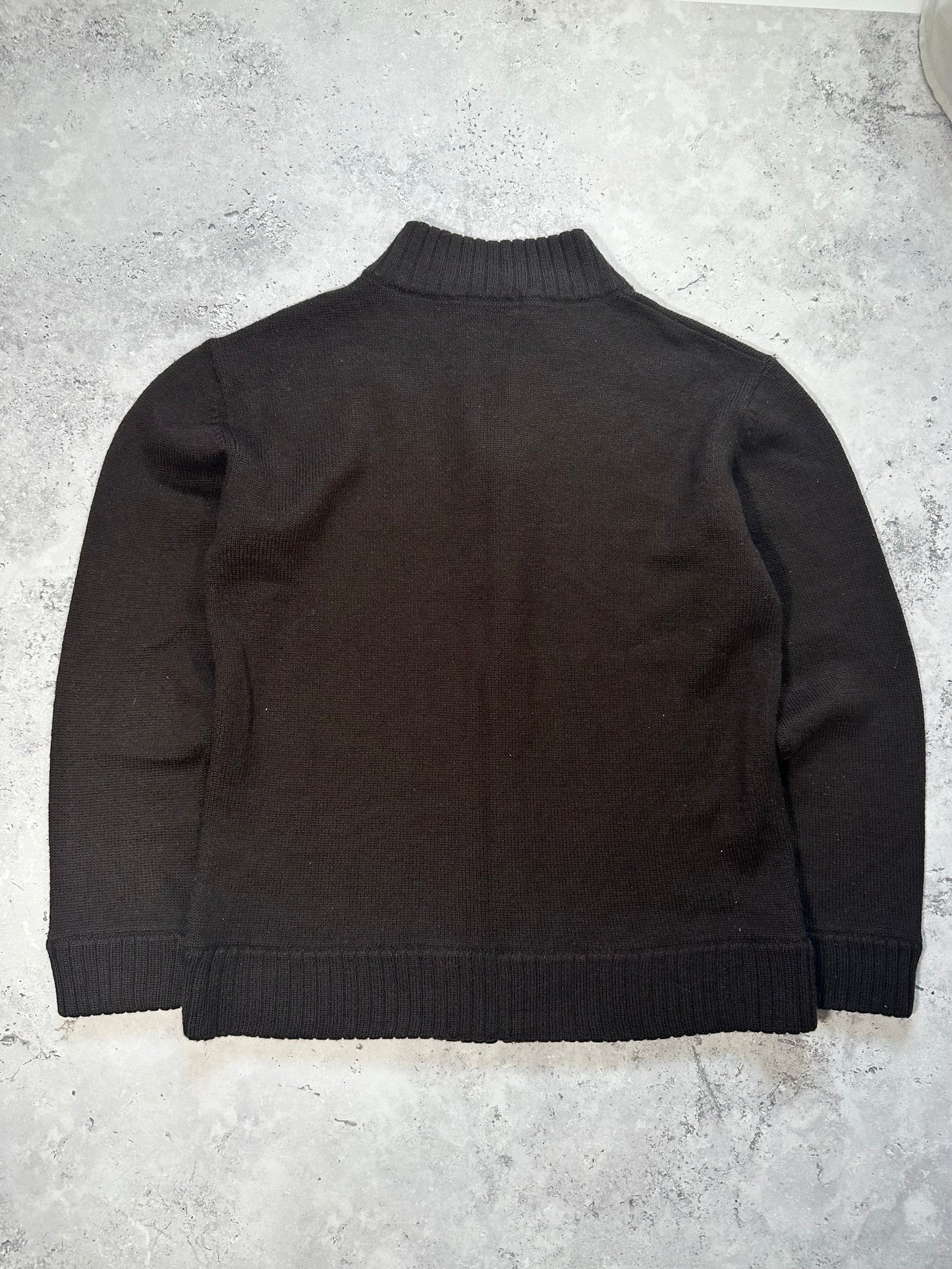 Burberry Black Label Union Jack Wool Blend Zip Knit Sweater (S)