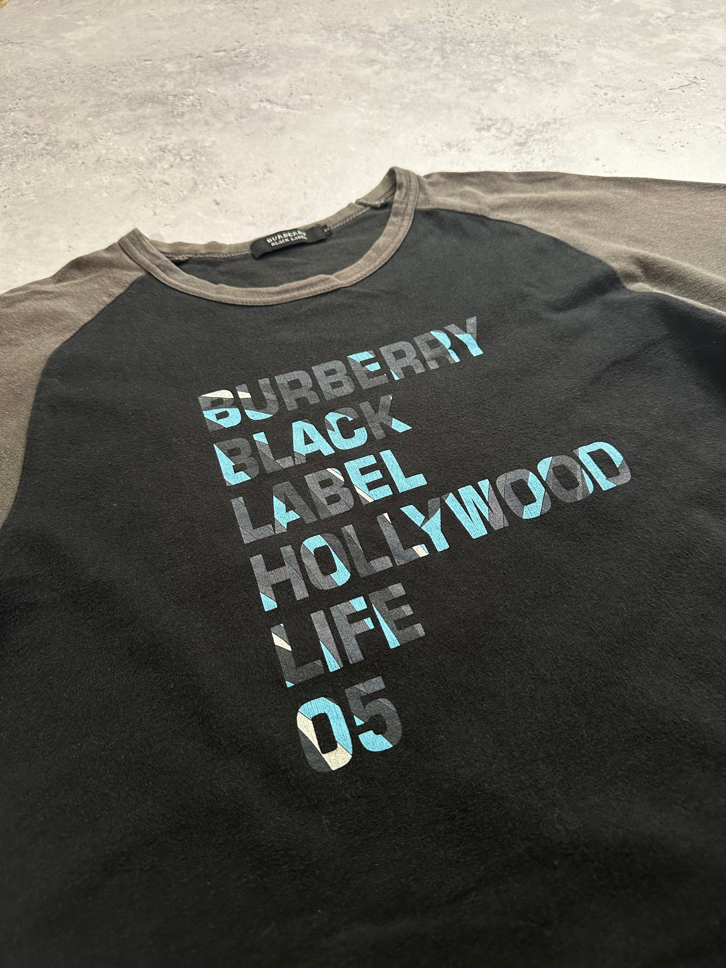 Burberry Black Label 2005 Hollywood Life Spellout Raglan Tshirt (S)