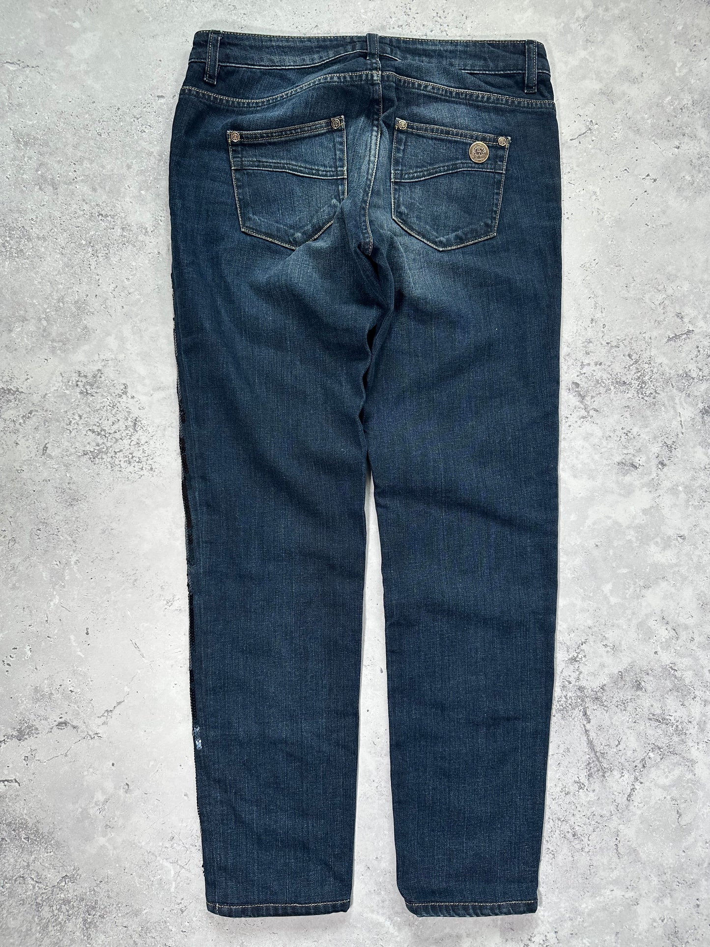 Roberto Cavalli 2010s Sequinned Denim Jeans (W28)