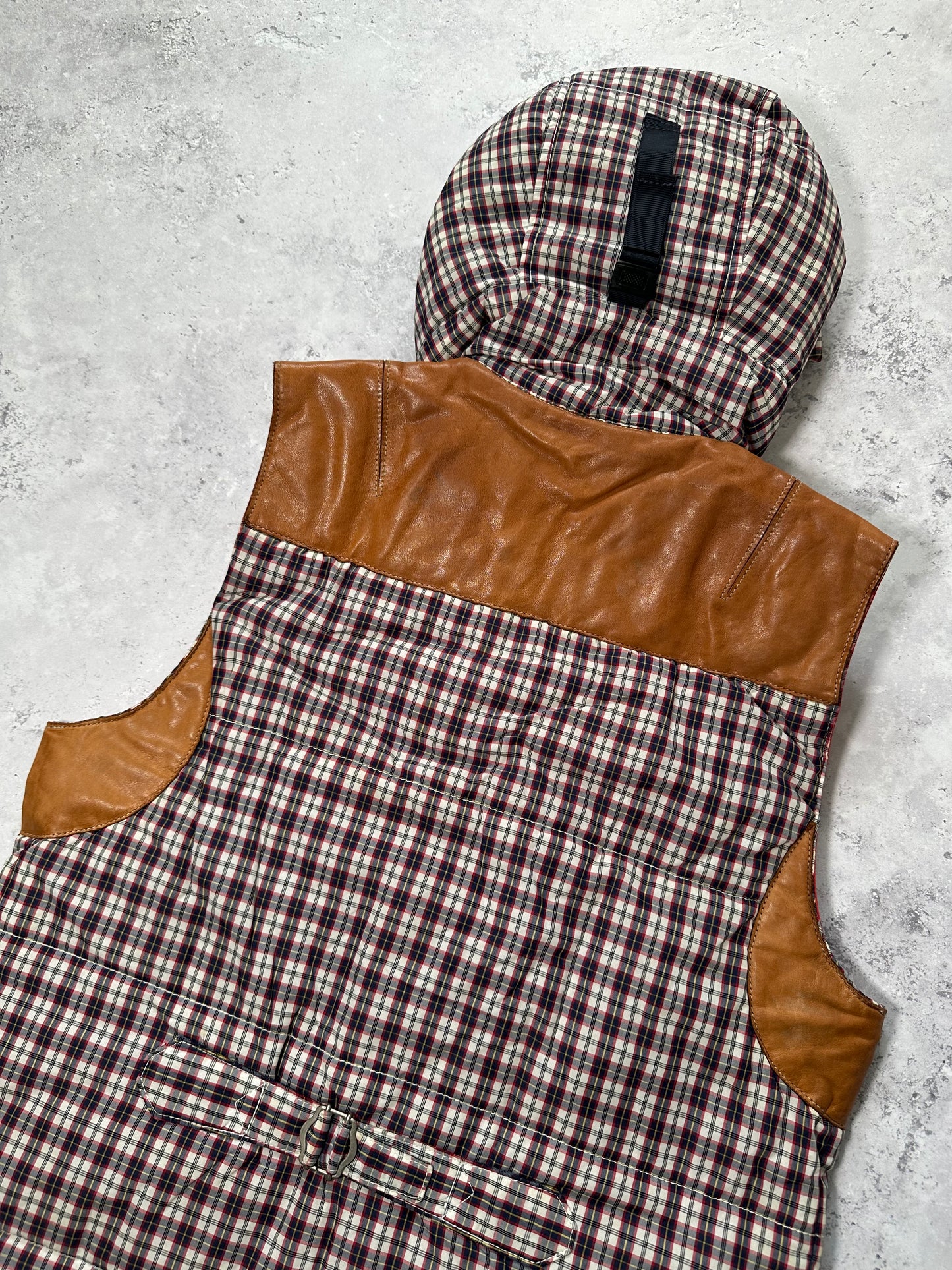 Junya Watanabe MAN Comme des Garçons 2009 Plaid Reversible Hooded Vest (XS-S)