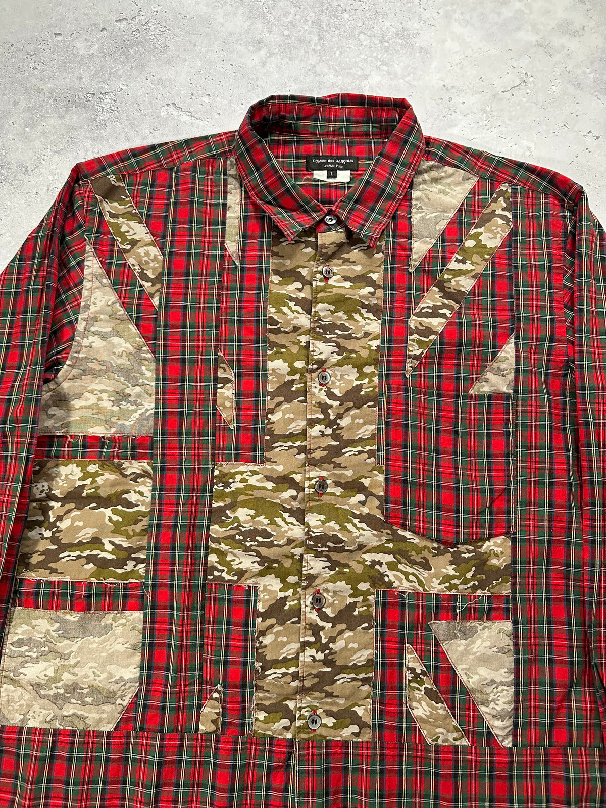 Comme des Garçons Homme Plus AD2012 Camo Union Jack Plaid Longsleeve Shirt (L)
