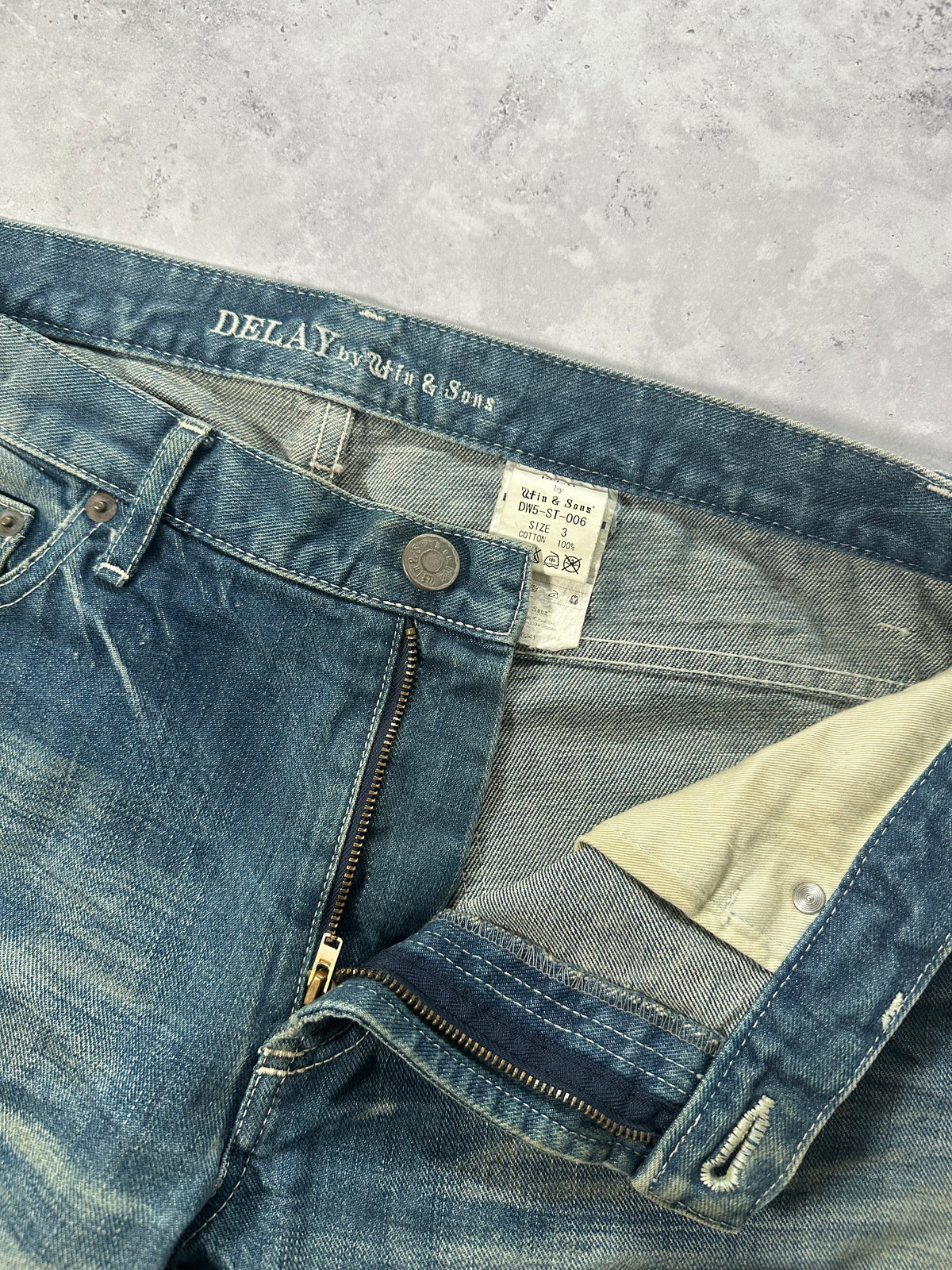 Delay by Win & Sons AW2009 Japanese Archive Stacked Denim Jeans (W32” L34”)