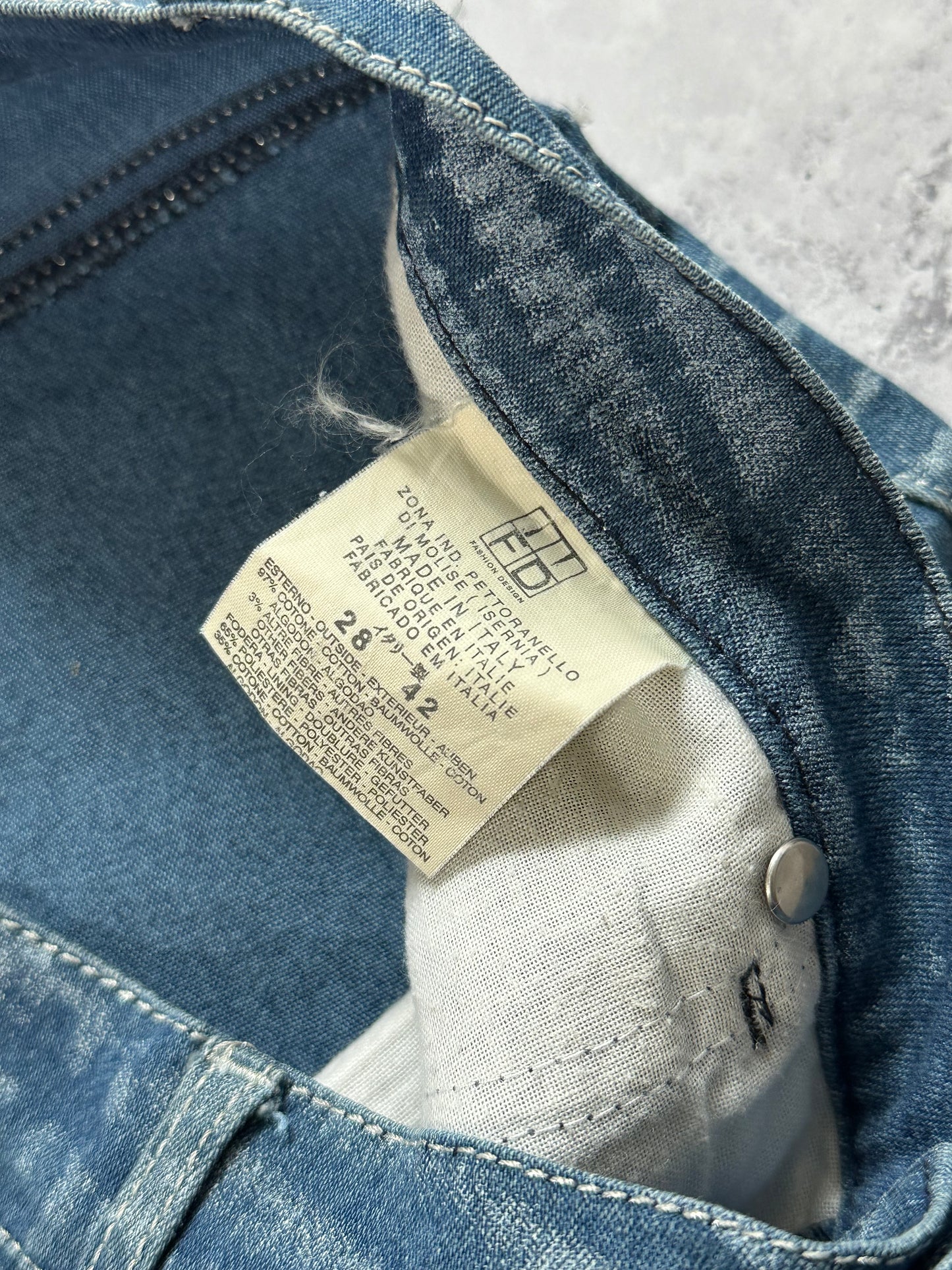 Roberto Cavalli 2006 Optical Wave Bleached Straight Fit Jeans