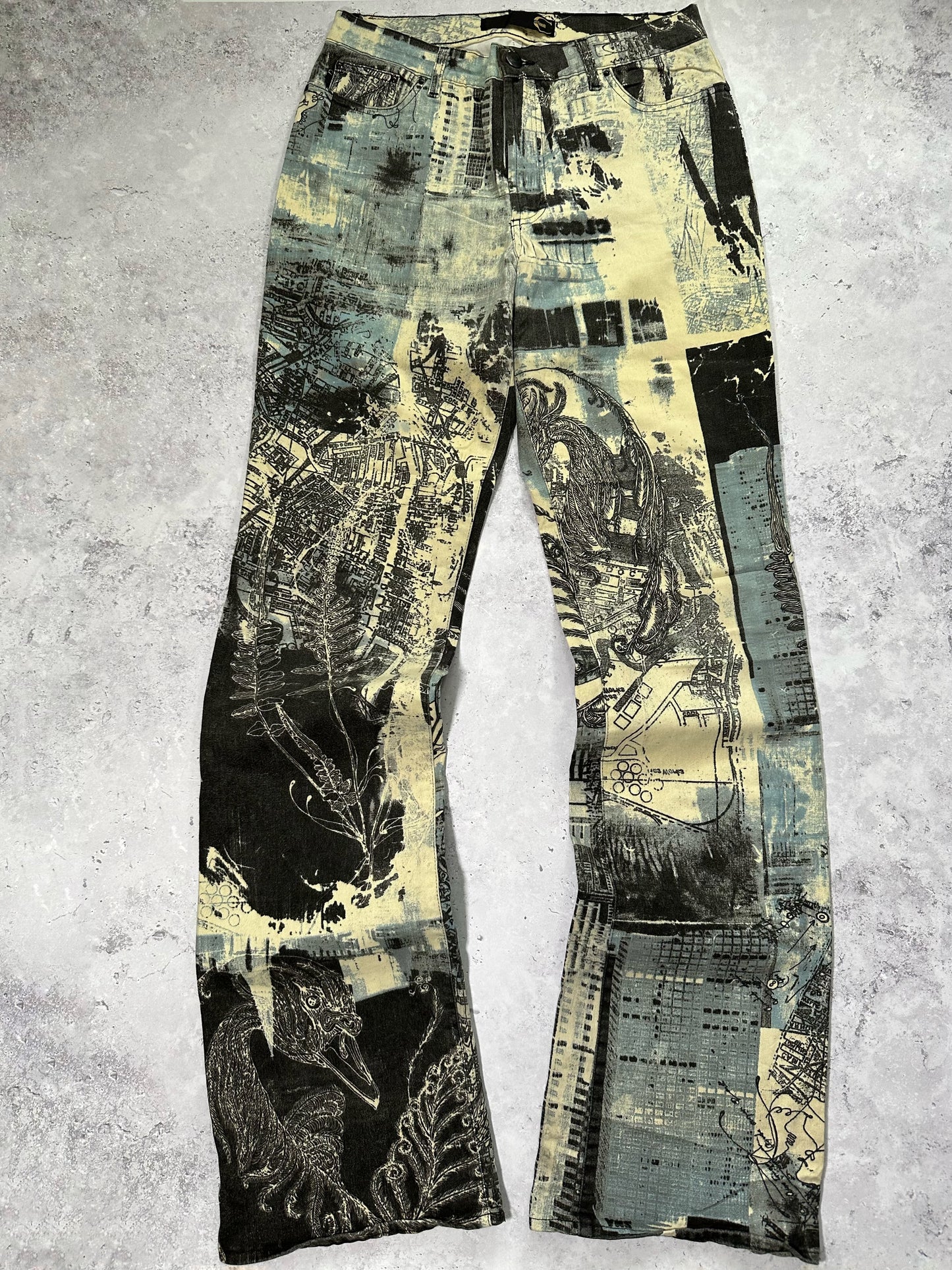 Roberto Cavalli 2004 ‘New York City’ Print Bootcut Jean