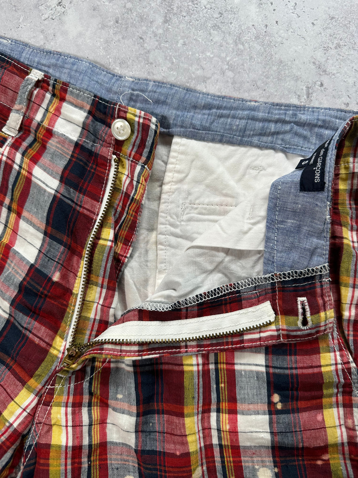 Comme des Garçons Homme AD2012 Plaid Bleached Shorts (Waist 32”)
