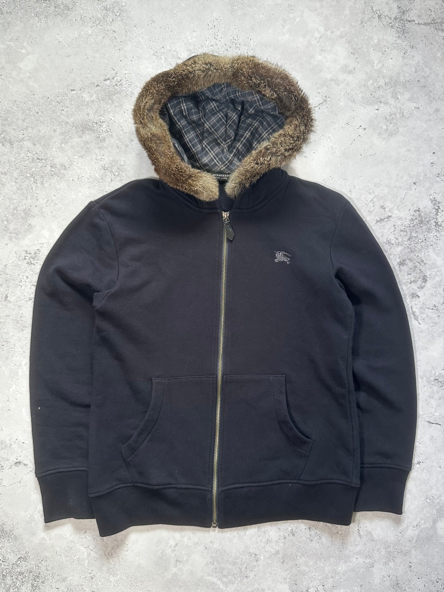 Burberry Black Label 2007 Fur Hood Zip Hoodie (S)