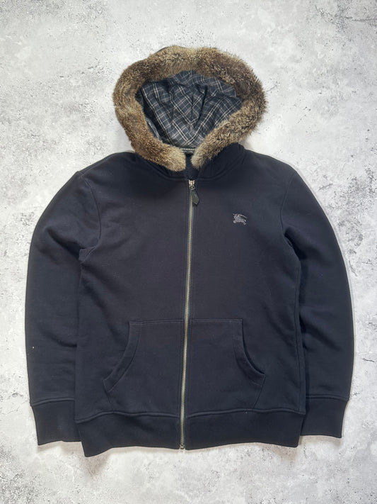 Burberry Black Label 2007 Fur Hood Zip Hoodie (S)
