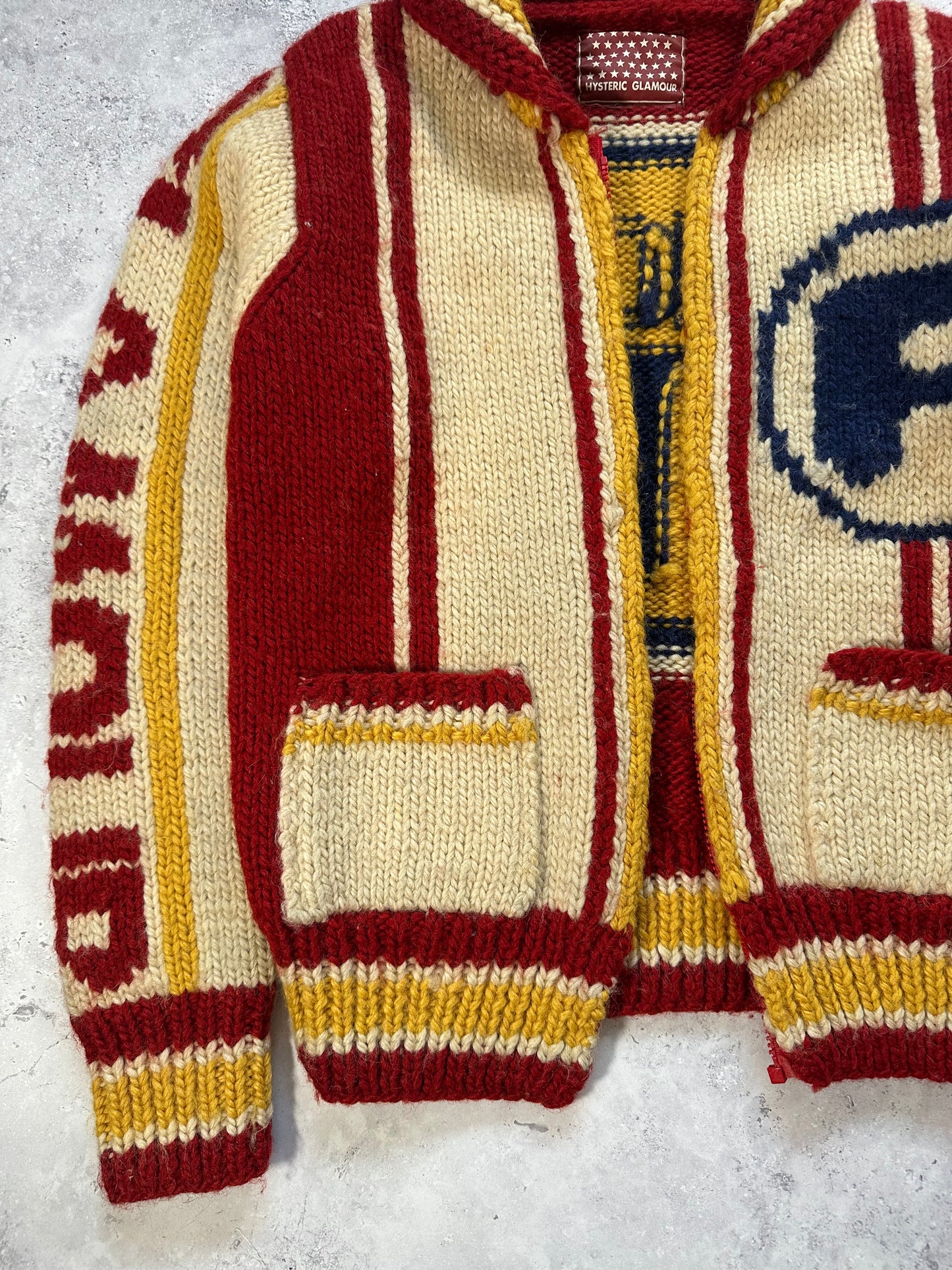 Hysteric Glamour 1990s Heavyweight Varsity Knit Zip Cardigan