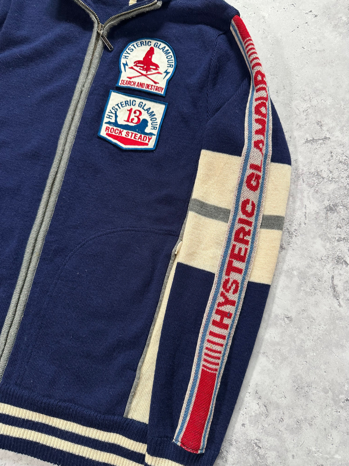 Hysteric Glamour 2003 Rock Steady Search & Destroy Knit Zip Track Jacket