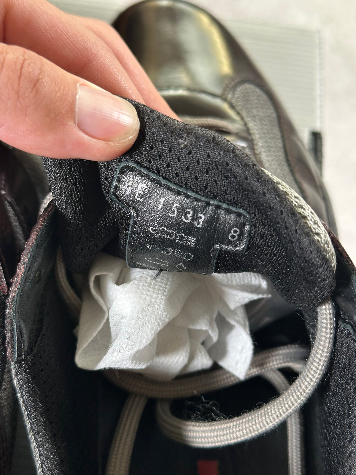 Prada Linea Rossa America’s Cup Sneakers in Patent Dark Brown (UK9-9.5/EU43-44/ US10-11)