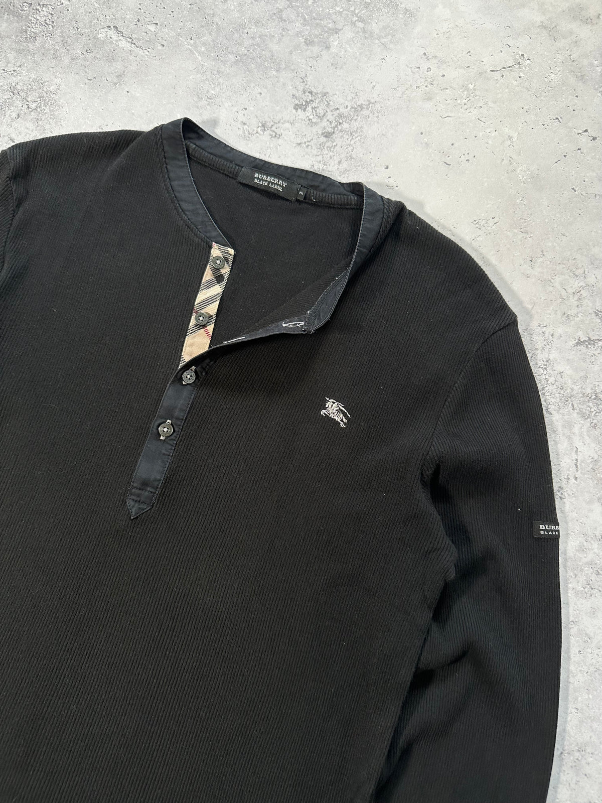 Burberry Black Label 2009 Ribbed Cotton Longsleeve Henley T-shirt (S)