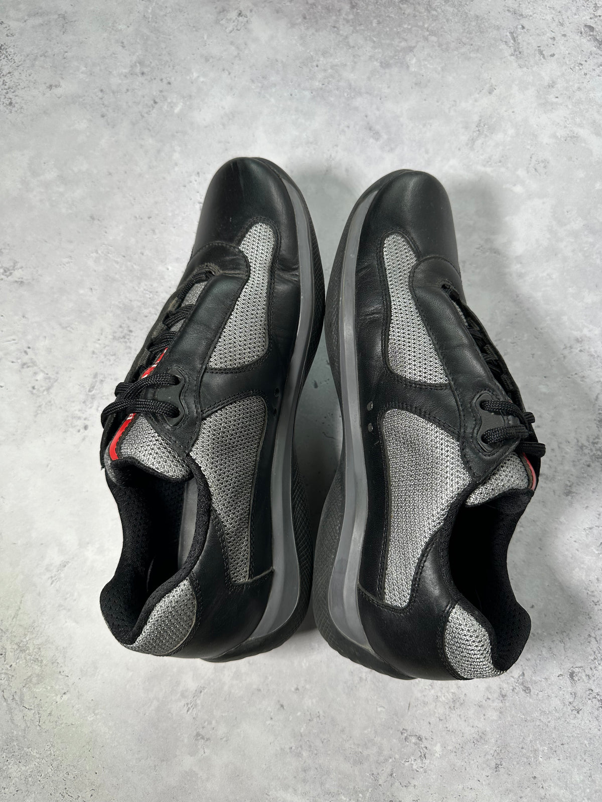Prada Linea Rossa America’s Cup Leather & Mesh Sneakers in Black 
(UK8-8.5/EU42.5/US9-9.5)