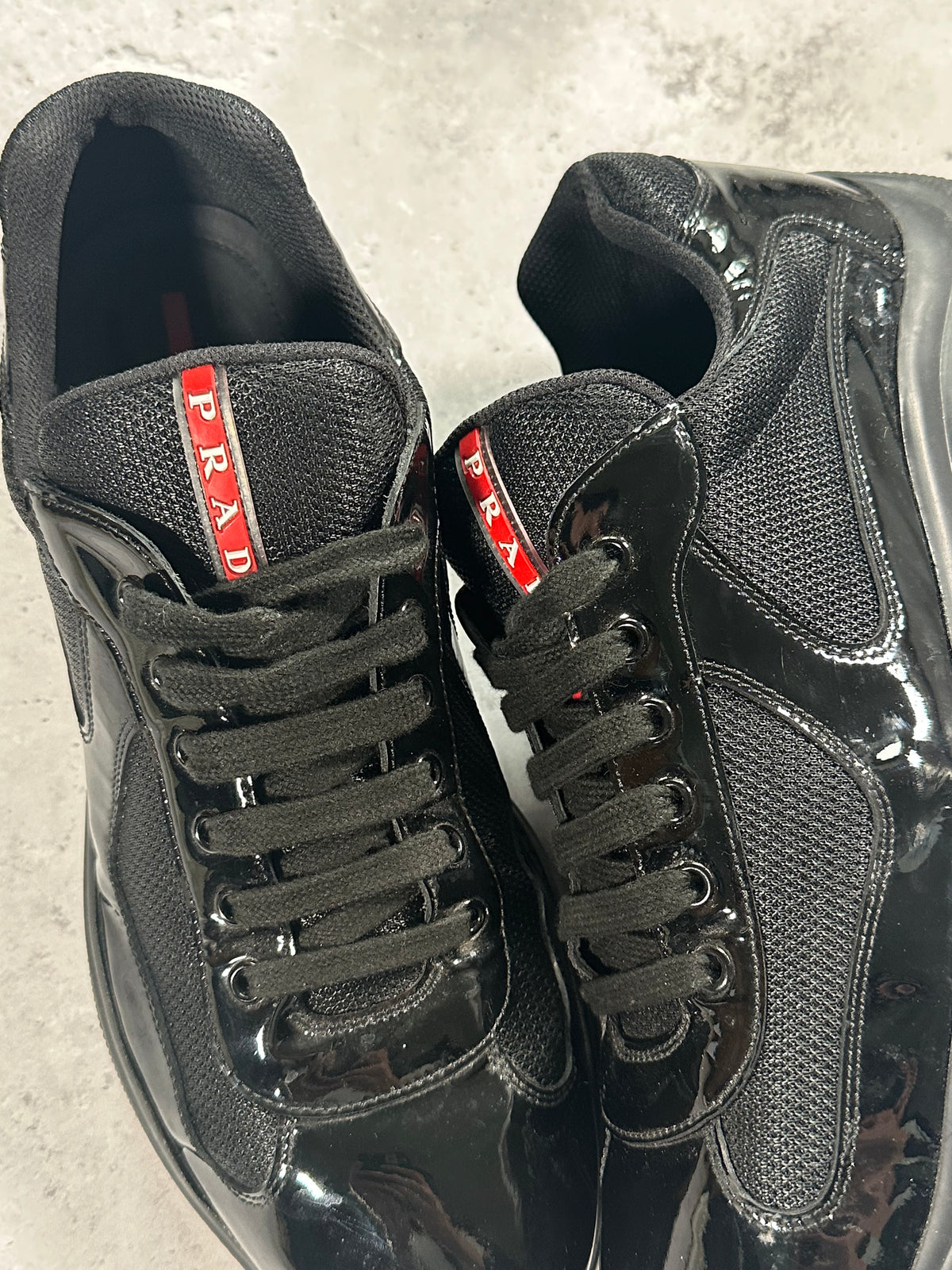 Prada America’s Cup 2022 Patent Leather Sneakers in Black (UK11/US12/EU45)