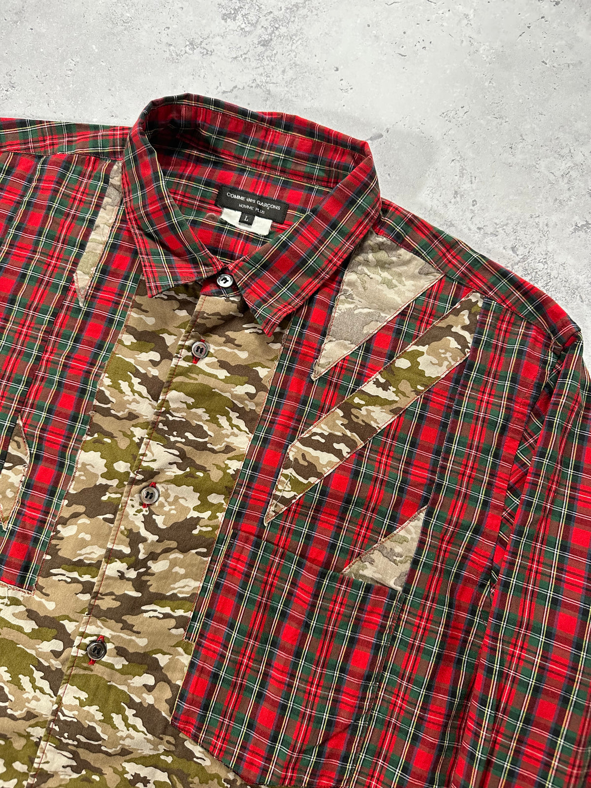 Comme des Garçons Homme Plus AD2012 Camo Union Jack Plaid Longsleeve Shirt (L)