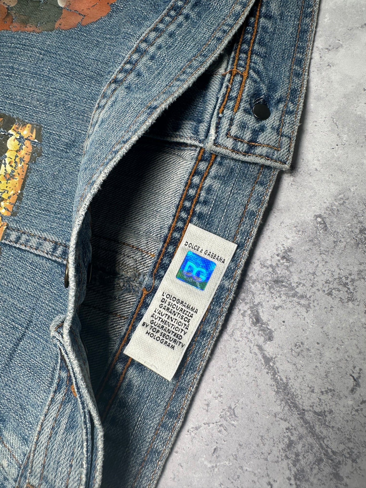D&G Dolce & Gabbana 2002 Painted Denim Jacket