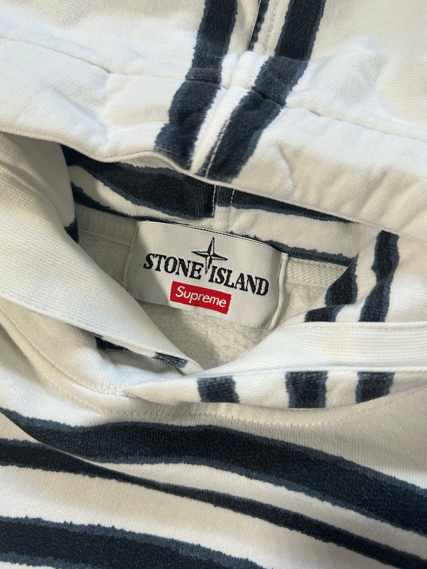 Stone Island x Supreme 2020 Striped Pullover Hoodie (M)