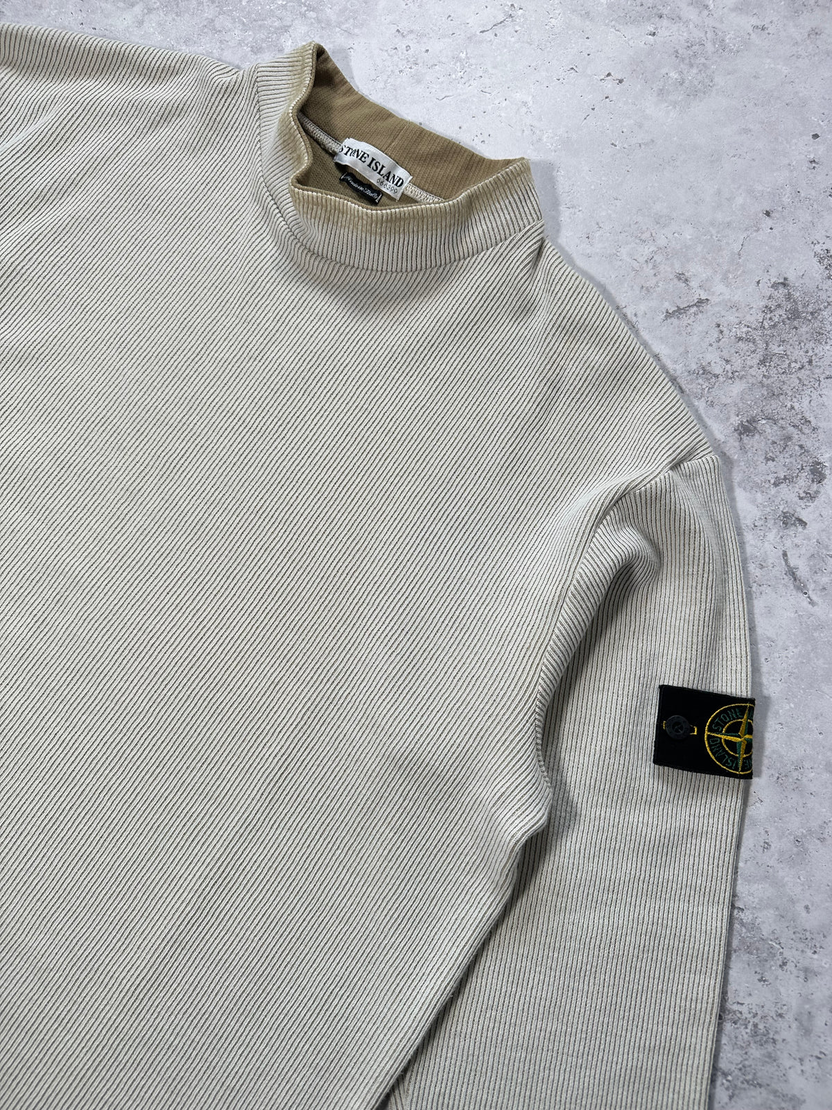 Stone Island SS2002 Ribbed Cotton Mockneck Sweatshirt by Paul Harvey (XL)